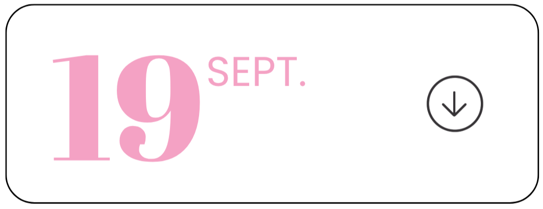 Affiche pour la Fashion Week de Paris, date du 19 septembre, logo et symbole de téléchargement.