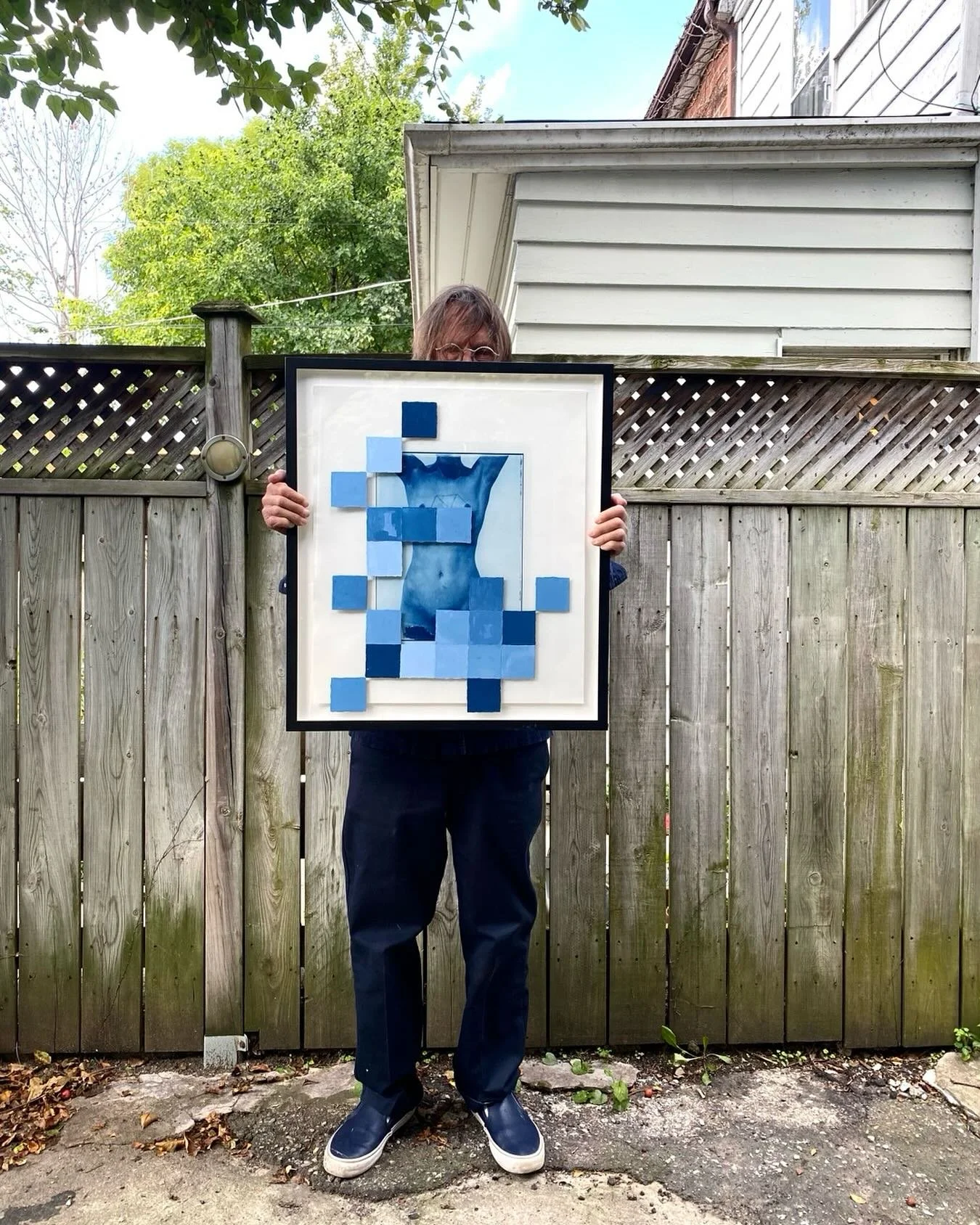 Acrylic on glass frame Untitled Remade 20x24 cyanotype @b_hewesh 📷 @sadiq__awos #. #fortheloveofblue