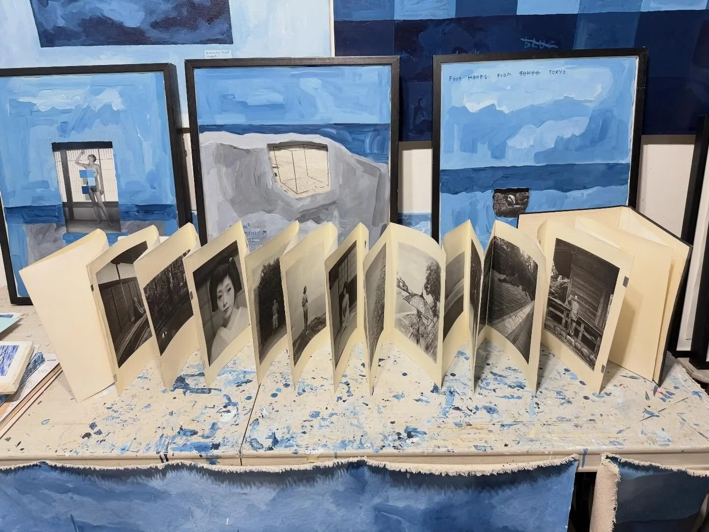 COMING SOON stay tuned, group show, my little hand made accordion piece, pigment print ON SILK 24 images approx..inspired by Japan. #jahpan #japan