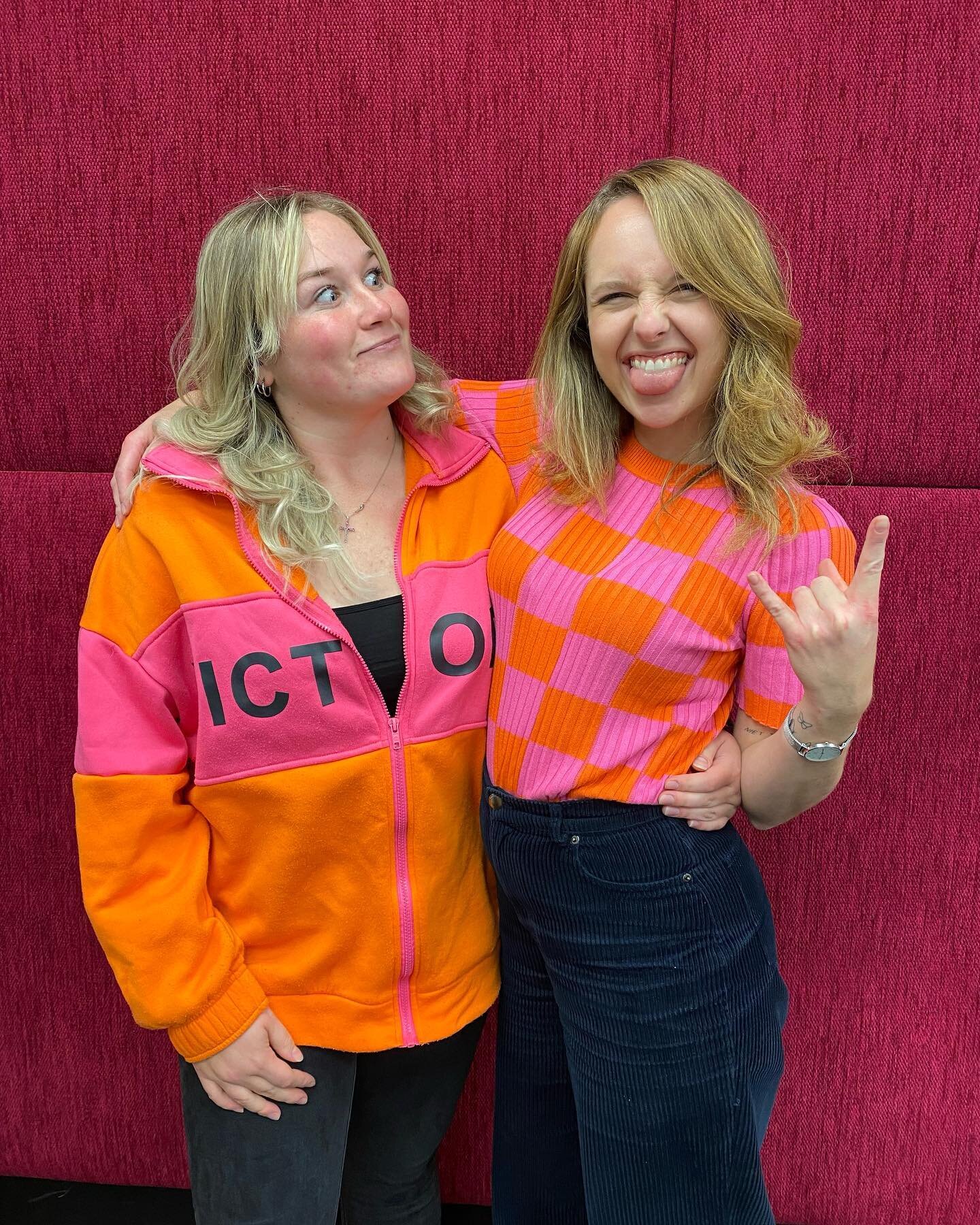 When you rock up to work twinning. Perhaps calls for a new EMA uniform - pink and orange 😂🙈. Merch dropping 2023

#eliettesmusicacademy #twinning