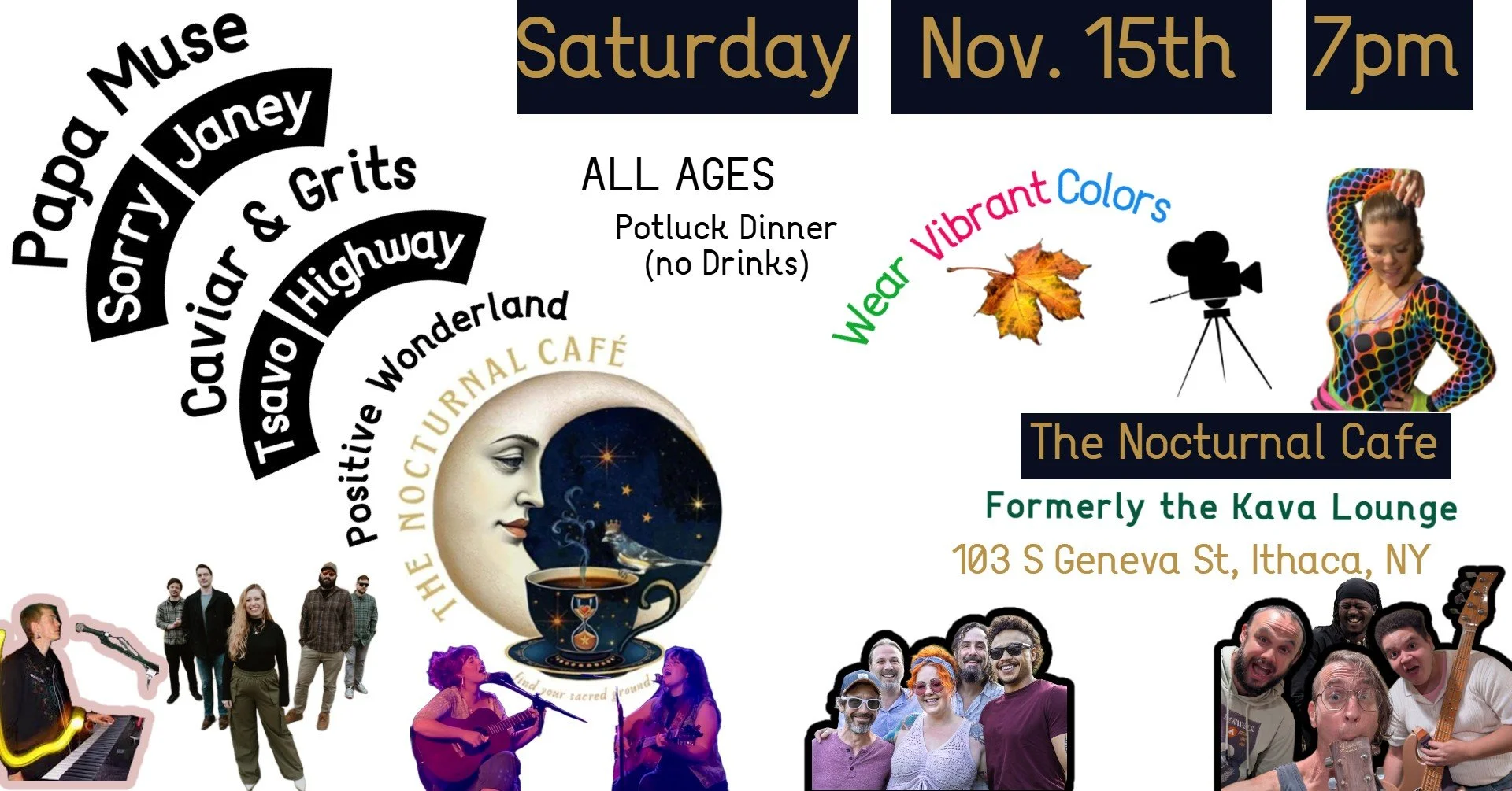 Wear Vibrant Colors: Papa Muse (video shoot), Caviar & Grits, Sorry Janey, Tsavo Highway & Positive Wonderland