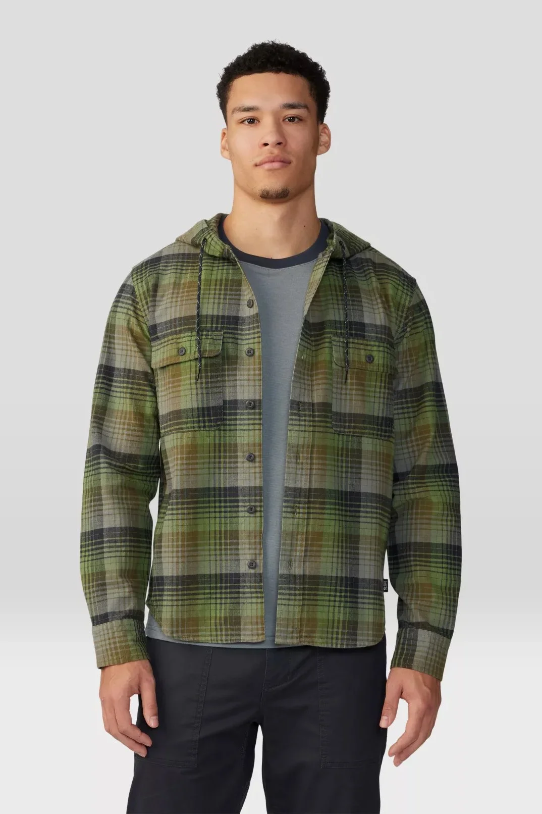 Dusk Creek Hooded Shirt, Combat Green Glasshouse Plaid