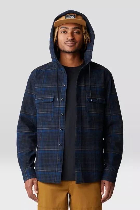 Dusk Creek Hooded Shirt, Dark Storm Bowline Plaid