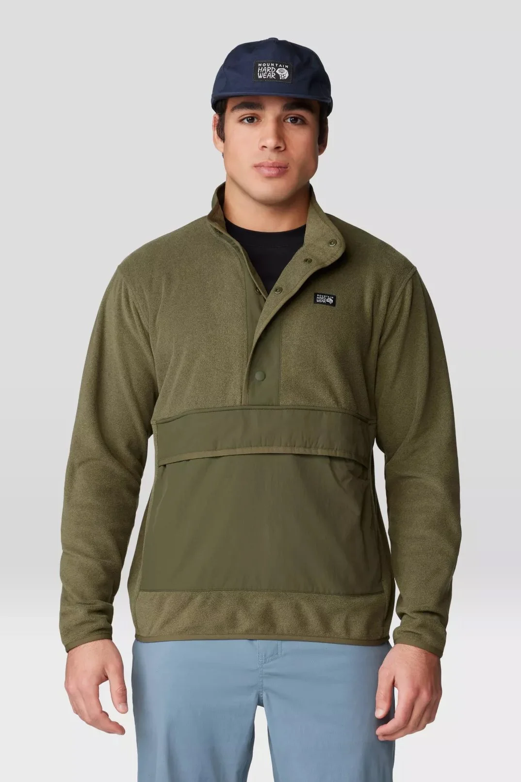 Microchill Snap Neck Pullover, Combat Green Heather