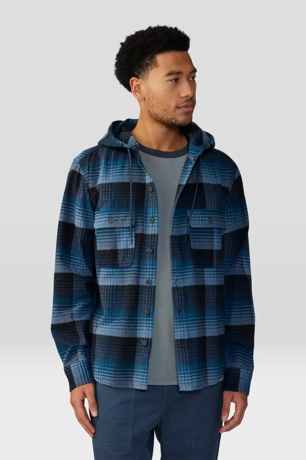 Dusk Creek Hooded Shirt, Hardwear Navy Glasshouse Plaid