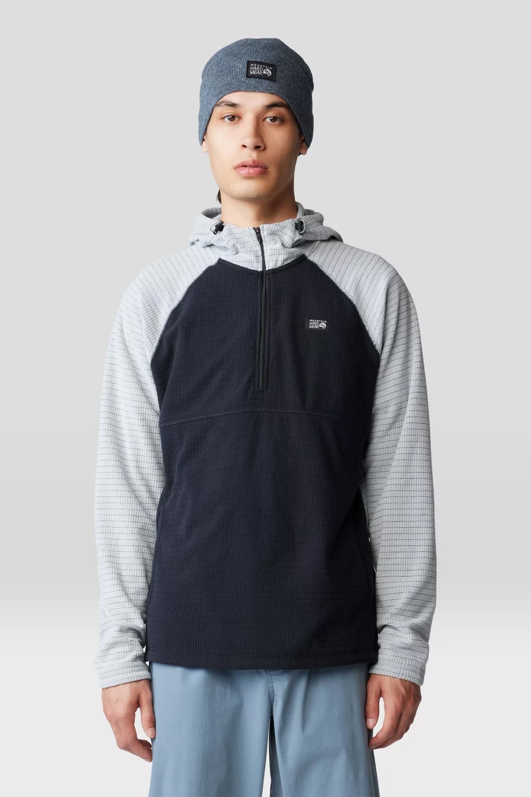 Summit Grid LS Hoody, Glacial/Black Colorblock