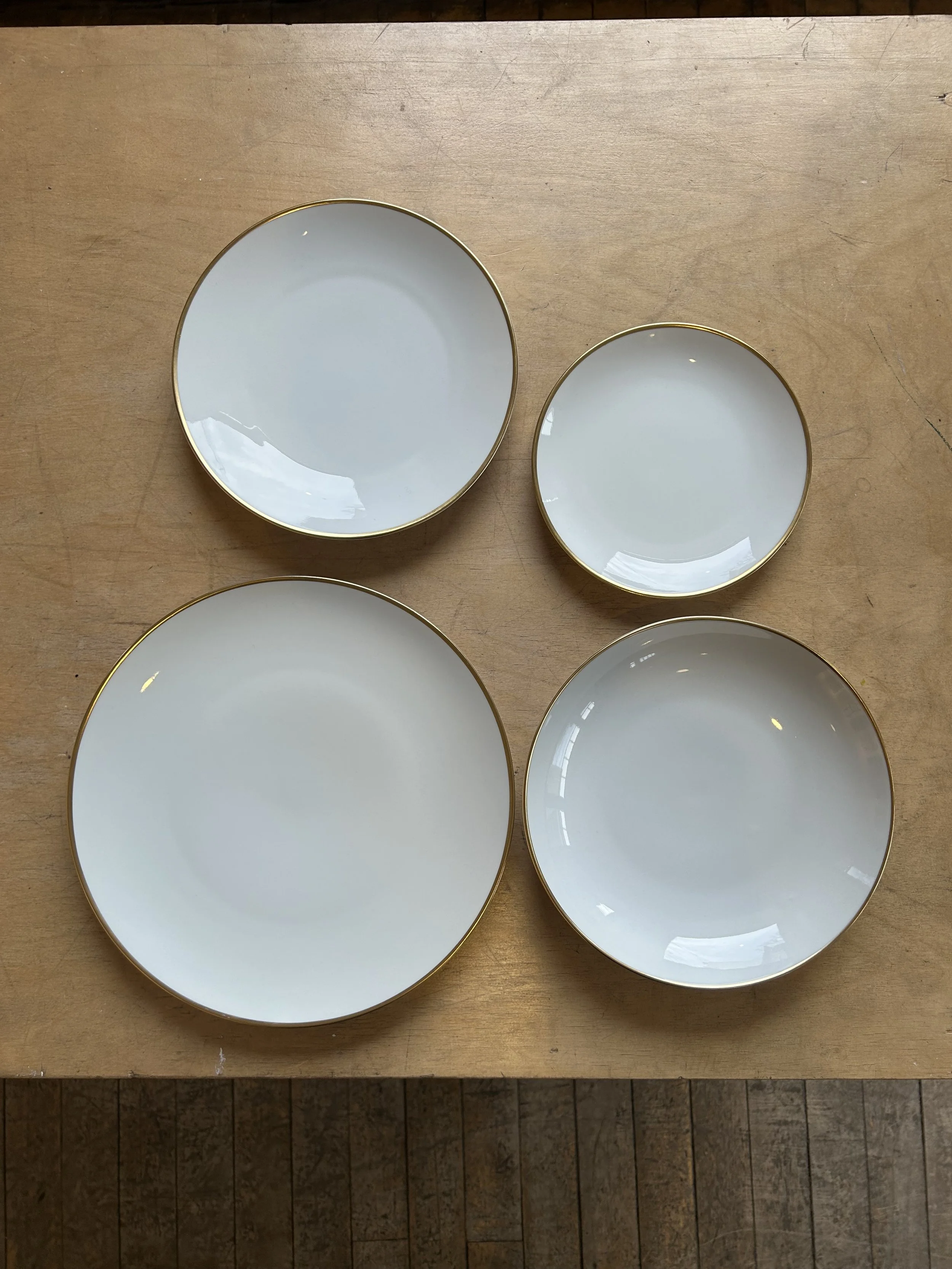 Vintage Porcelain + 24K Gold Dishware - set of 32