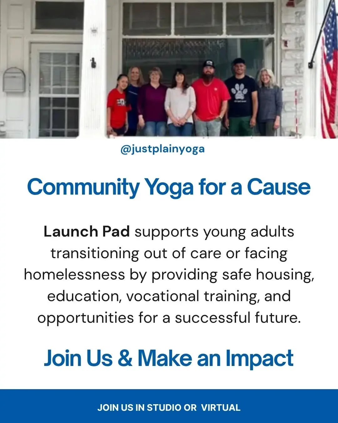 Yoga has the power to strengthen more than our bodies, it strengthens our community. 

Join us for our June Community Yoga Class, an all-levels practice led by Michele Einig, benefiting Launch Pad, an organization dedicated to helping young adults tr
