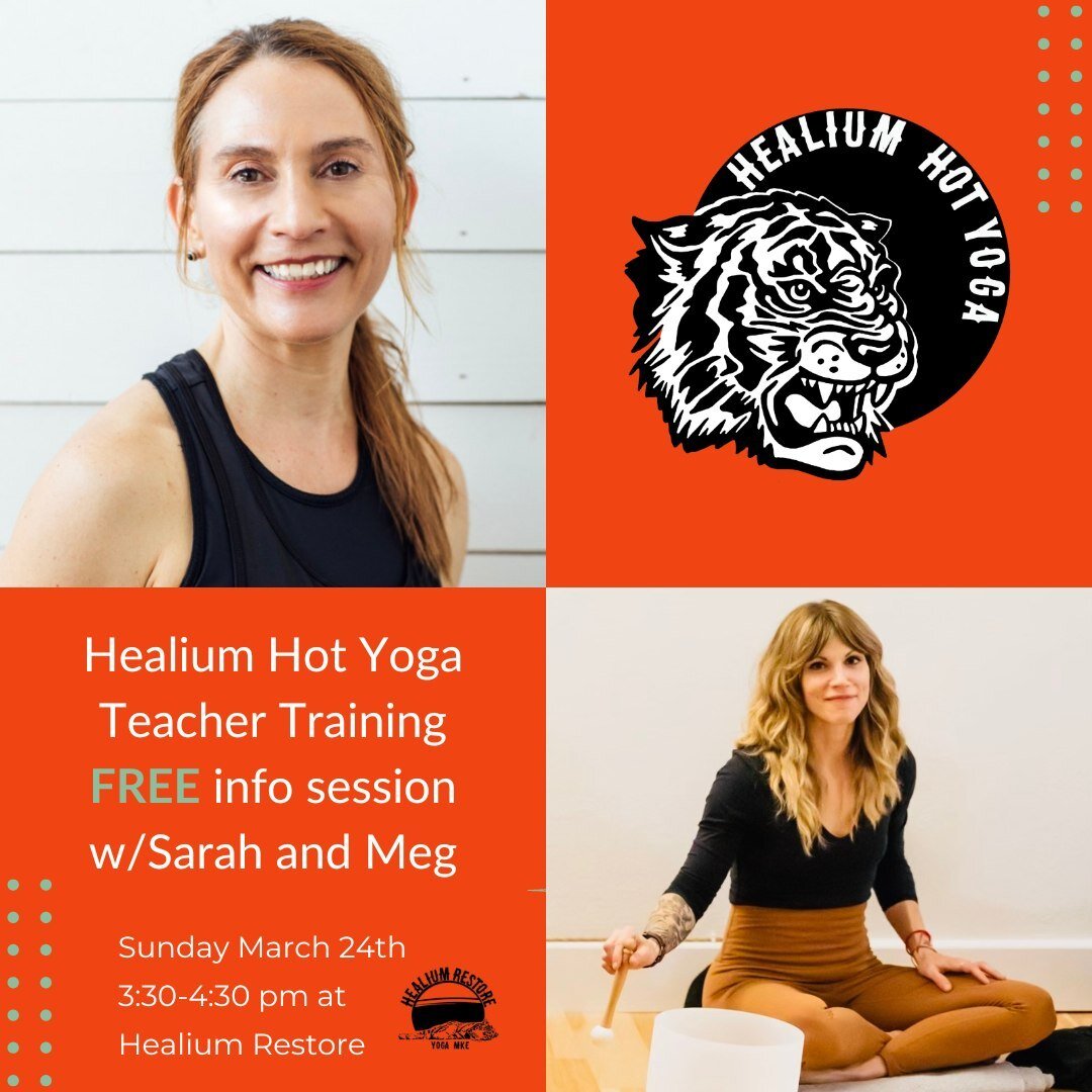 🧘YOGA TEACHER TRAINING🧘&zwj;♀️

Join Sarah Filzen and Meg Lucks, Healium Hot Yoga&rsquo;s lead faculty, this Sunday March 24th from 3:30-4:30 pm for a FREE information session at our Healium Restore location! 

Learn more about Healium&rsquo;s top-