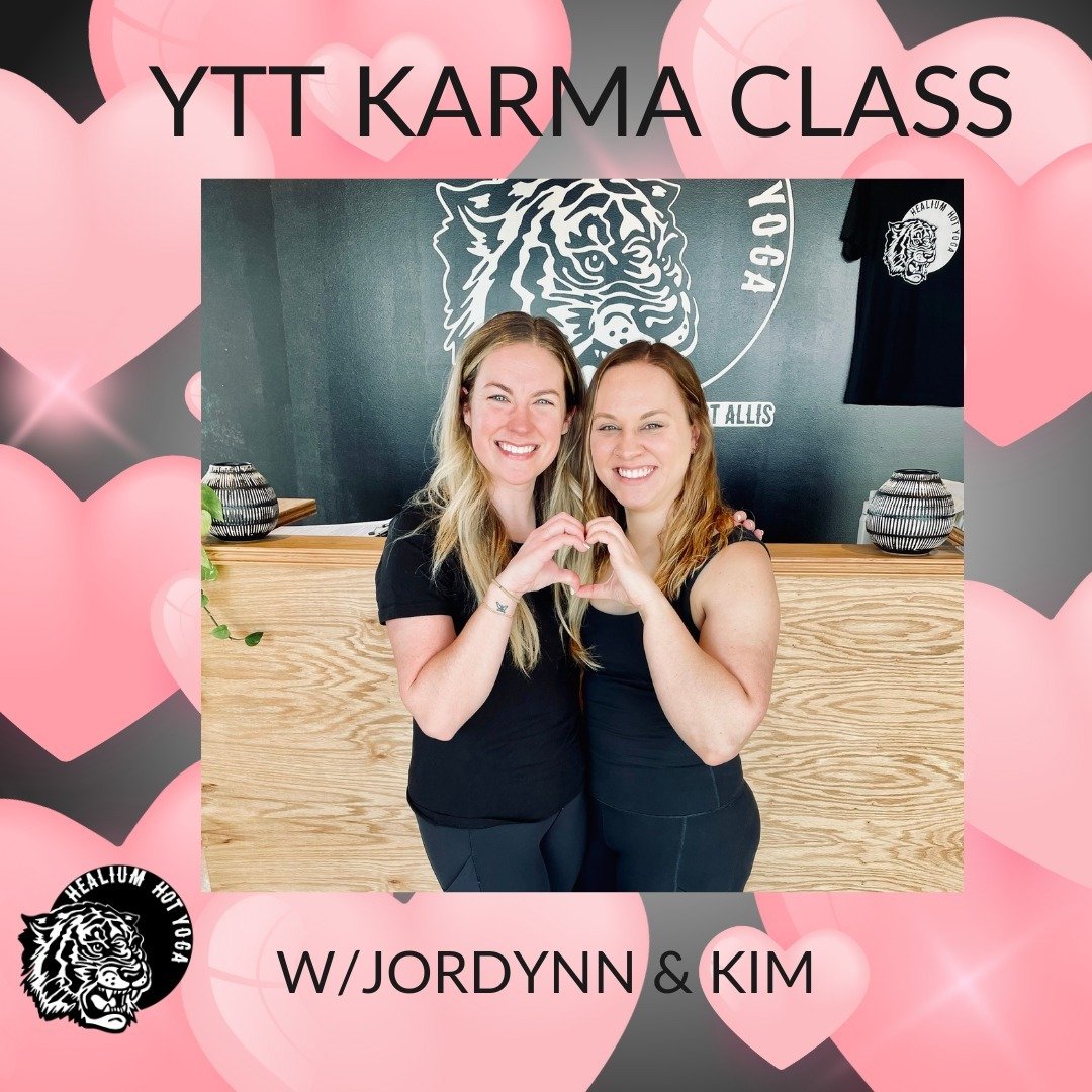 🧘YTT Karma Class🧘

Our Yoga Teacher Trainees are co-teaching Karma classes during the month of May! 

Join Jordynn and Kim on Saturday May 4th from 1:00-2:00 pm at our Healium Hot Yoga-Bay View location for a yoga flow focused on self-love and hear