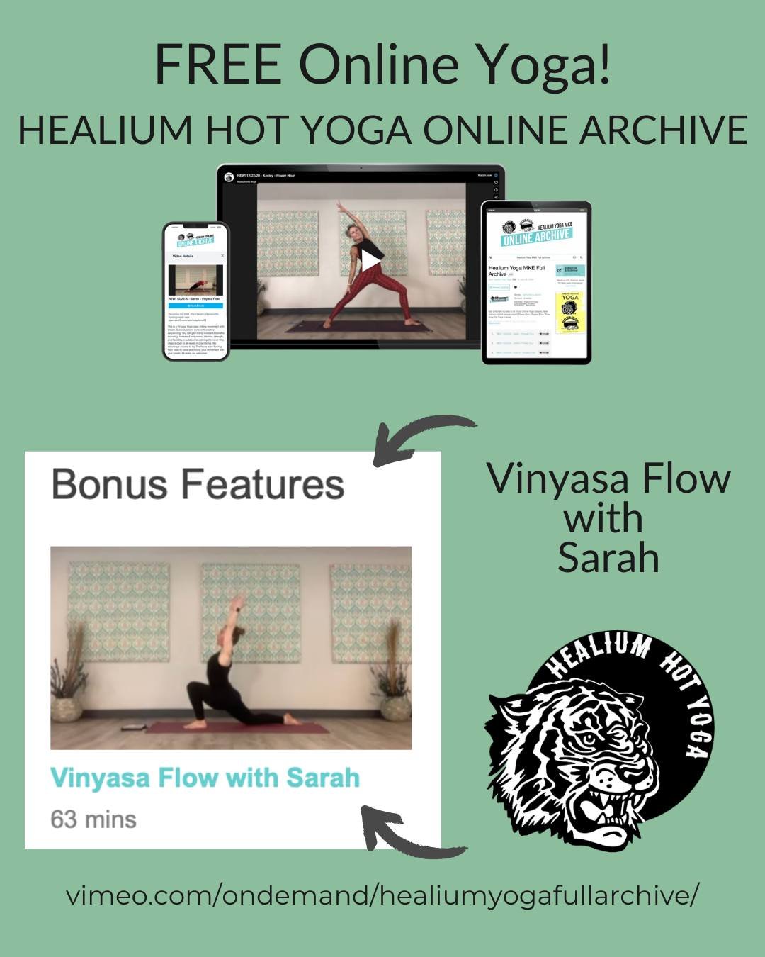 FREE Vinyasa Flow 

On vacation for the 4th of July??? Practice virtually, anywhere and anytime, for FREE with Sarah! Enjoy a 60 minute Vinyasa Flow from 5 years ago this week (recorded 7/3/2020). 

No code, no membership. Just a digital device, you 