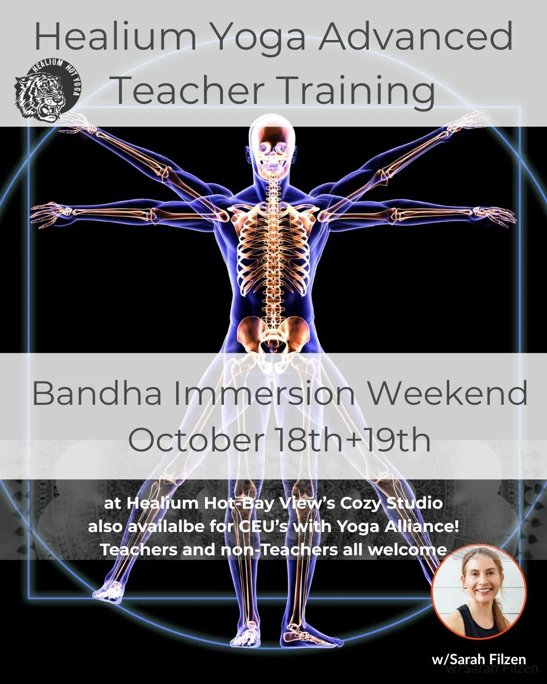 Bandha Immersion Weekend
Applying and Teaching Structural Bandhas in Asana

This event is a Healium 300 hour Yoga Teacher Training Module; it is also available for 16 Continuing Education Credits* with Yoga Alliance. ALL curious students are welcome!