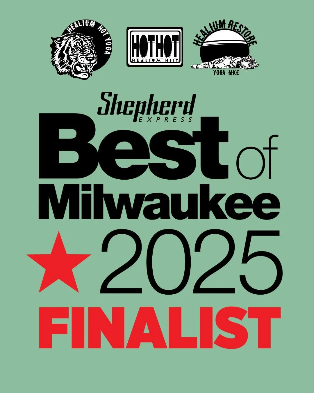 ⭐️BEST OF MILWAUKEE⭐️

🙌Thanks to you all for nominating Healium Hot Yoga for Best Yoga Studio and Healium HIIT for Best Boutique Fitness🙌

⭐️We&rsquo;re in the final rounds for both categories! Please considering voting for us. Finalist round of v