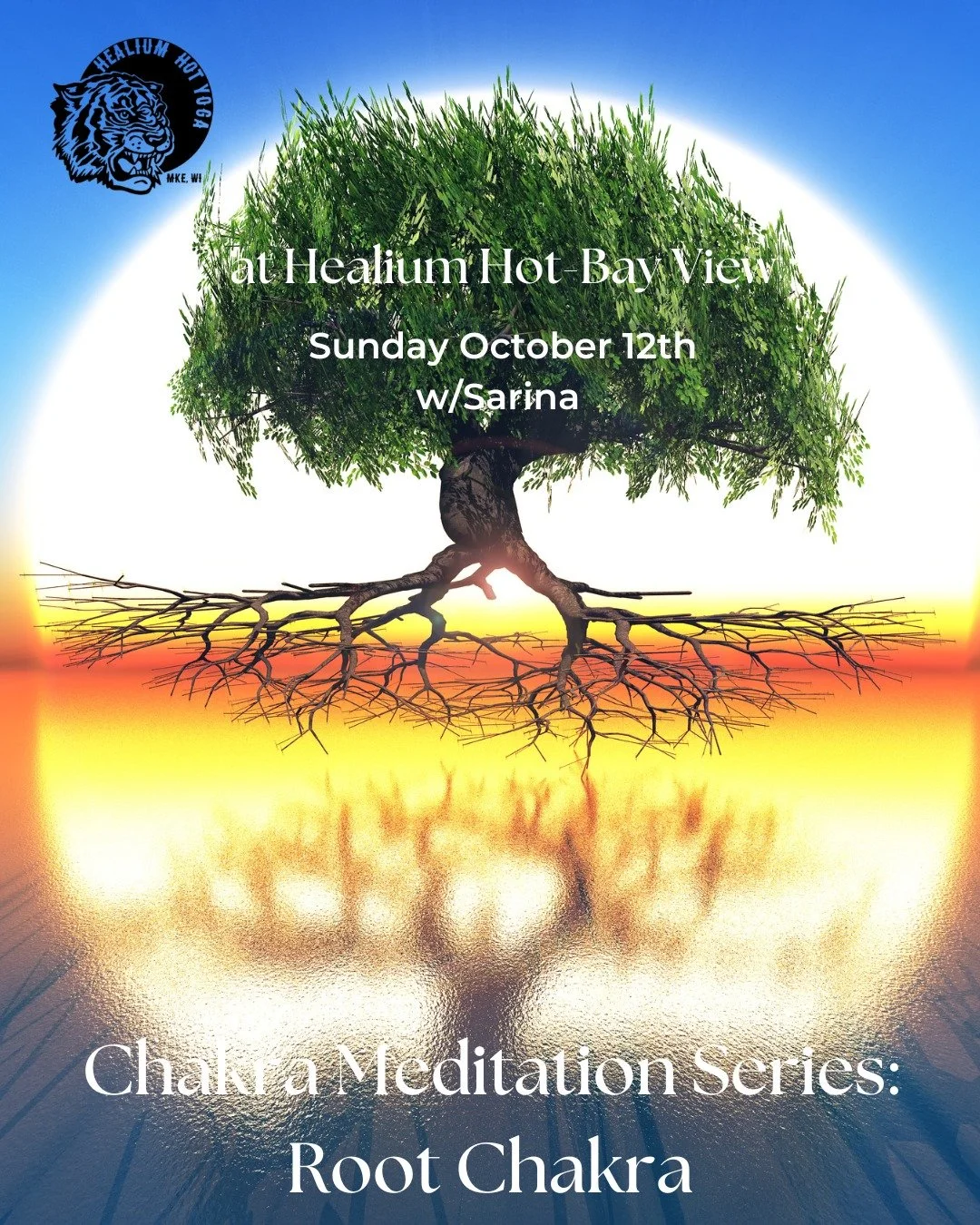 Chakra Meditation Series: Root Chakra 

Join Sarina on Sunday October 12th from 2:00-3:00pm at Healium Hot Yoga-Bay View&rsquo;s Cozy Studio for Chakra Meditation: the Root/Muladhara Chakra.

This event is the first in a seven-part series that invite