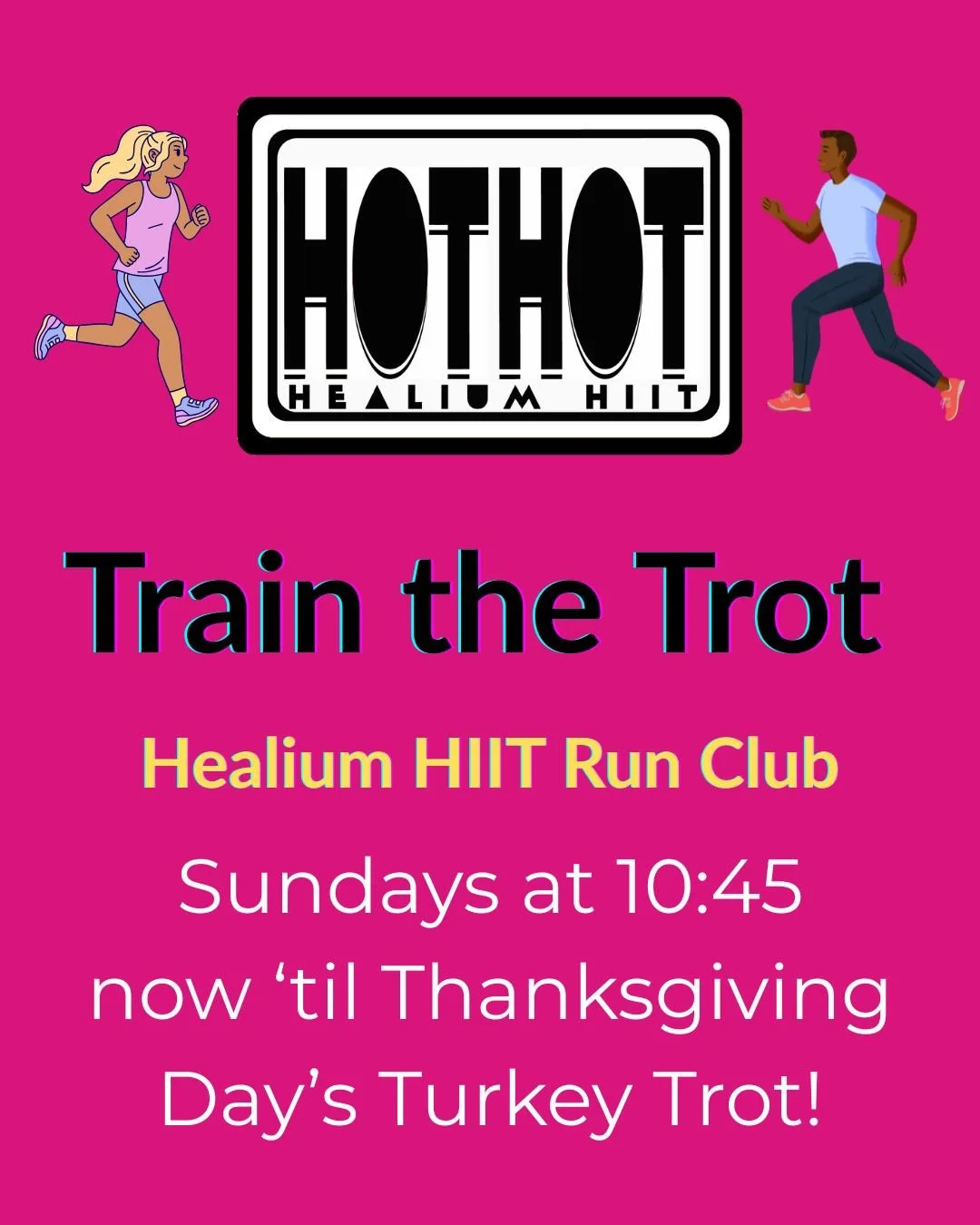 🏃RUN CLUB🏃

Train the Trot - Healium HIIT Run Club! Every Sunday from now &rsquo;til Thanksgiving in preparation for the HIIT Turkey Trot!

Join Marisa and Sam at South Shore Terrace on Sundays at 10:45 for a 3 mile run or walk loop! All levels! Al