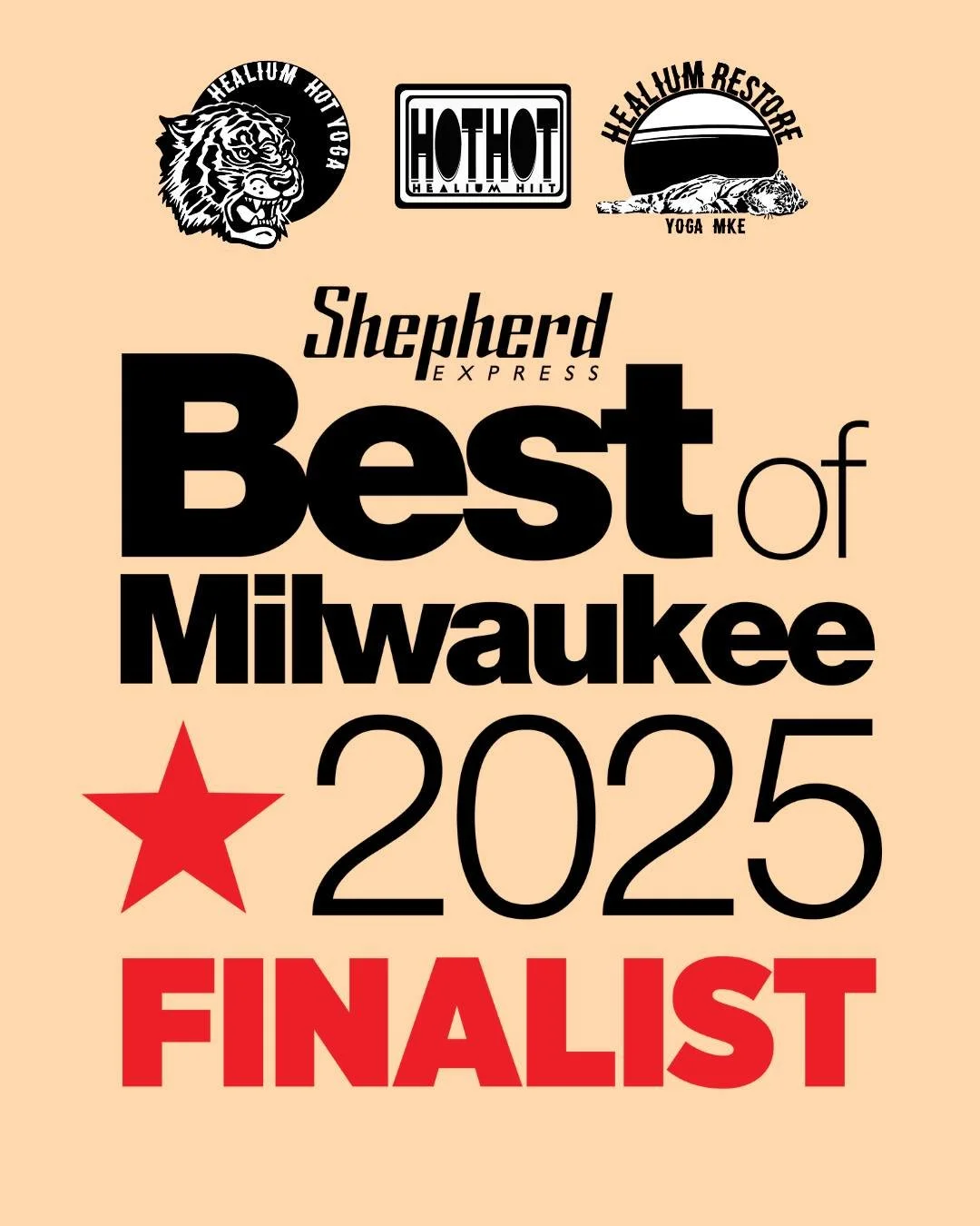 ⭐️BEST OF MILWAUKEE⭐️

🙌Thanks to you all for nominating Healium Hot Yoga for Best Yoga Studio and Healium HIIT for Best Boutique Fitness🙌

⭐️We&rsquo;re in the final rounds for both categories! Please considering voting for us. Finalist round of v