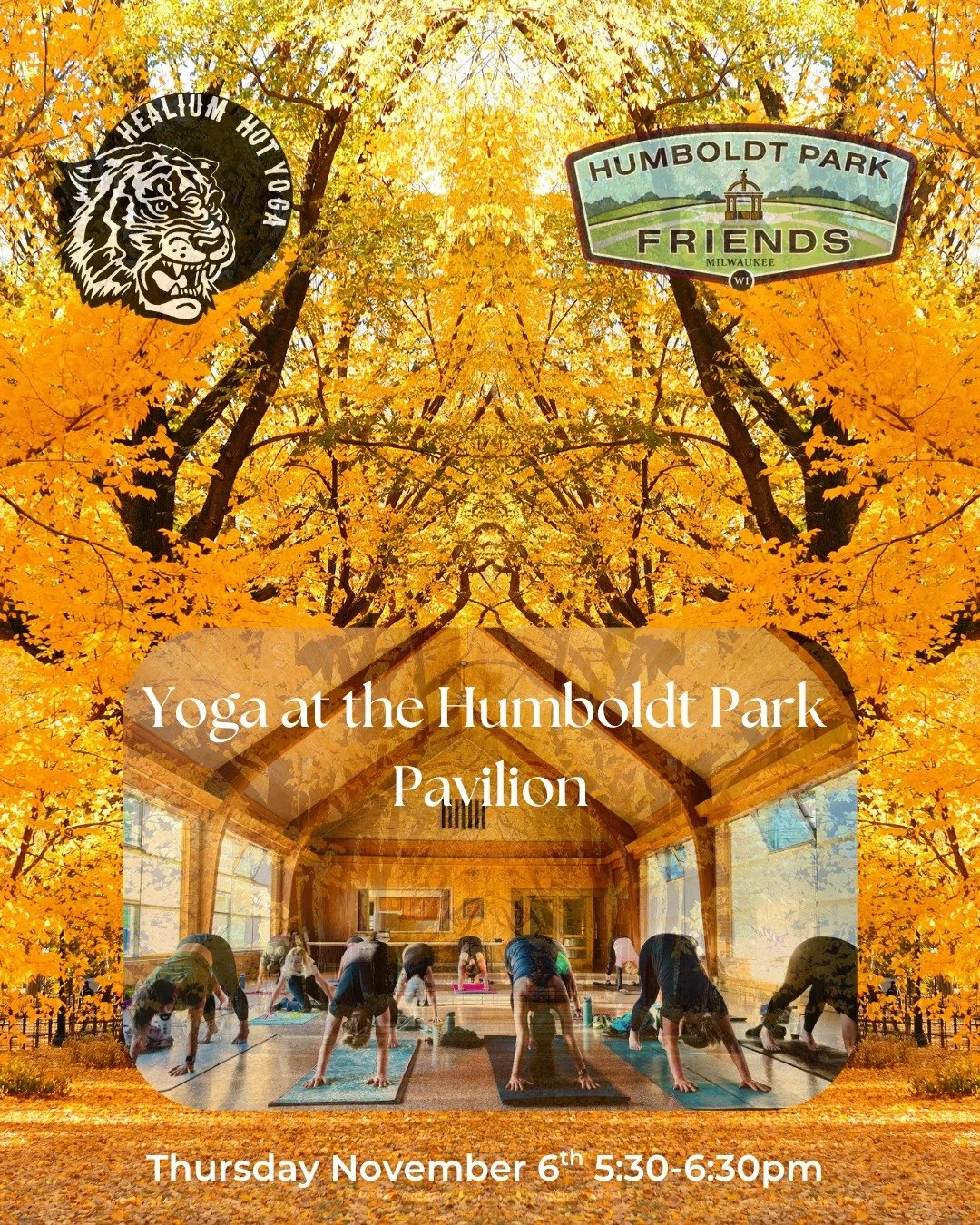 Yoga at the Humboldt Park Pavilion

Join Molly on Thursday November 6th from 5:30-6:30pm in the Humboldt Park Pavilion for a non-heated, one hour vinyasa flow that will work your whole body. All levels are welcome to participate! 

Bring your own mat