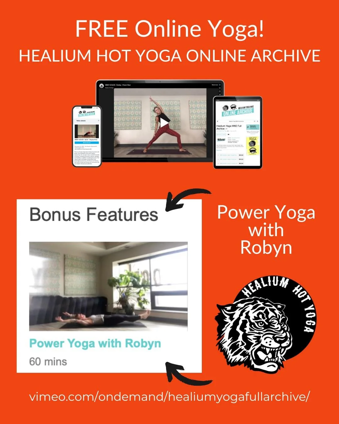 FREE Online Power Yoga

Snowed in? 🥶 Get your core fired up 🔥with an hour of Power with Robyn, recorded back in April 2020! FREE! 

No code, no membership. Just a digital device, you and your mat (plus maybe a space heater, some pillows and blanket