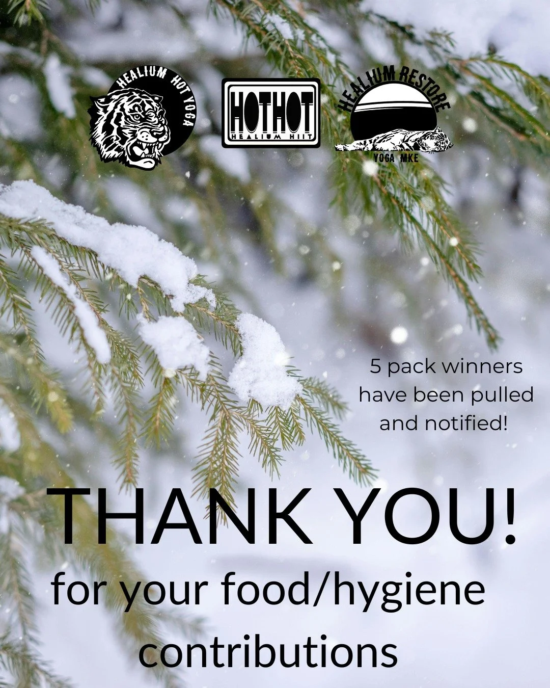 Thanks to everyone who donated food and hygiene items during November!! We were able to drop off boxes each week to the Bay View Community Center and Milwaukee Homeless Veterans Initiative 🙏🧡

5 pack gift card winners have been emailed: Bethany V, 