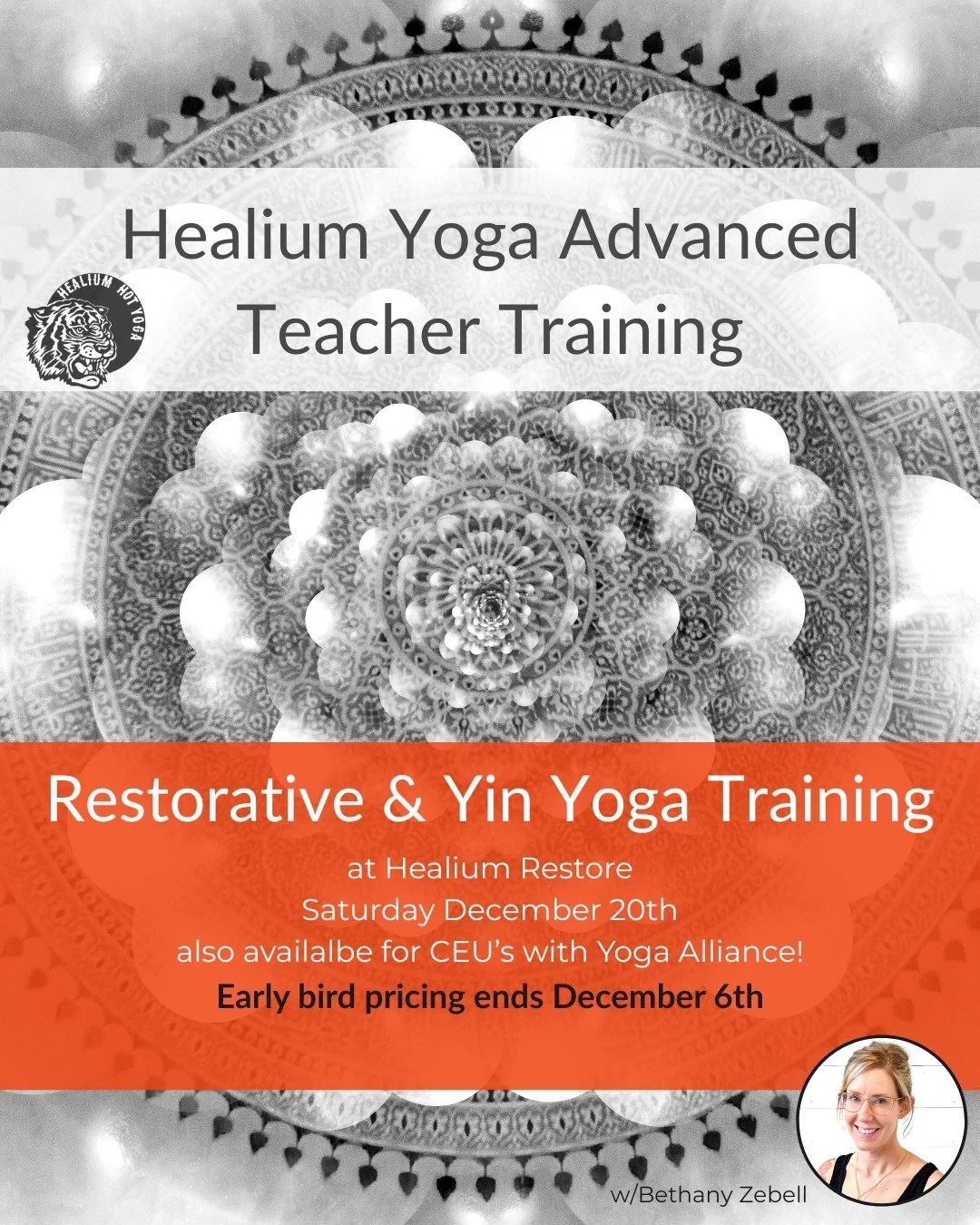 Restorative &amp; Yin Yoga Training
Early bird pricing ends December 6th

Join Bethany Zebell, eRYT 500, on Saturday December 20th from 8:00am-4:00pm at Healium Restore for Restorative and Yin Yoga Training. 

This day-long module will deeply explore