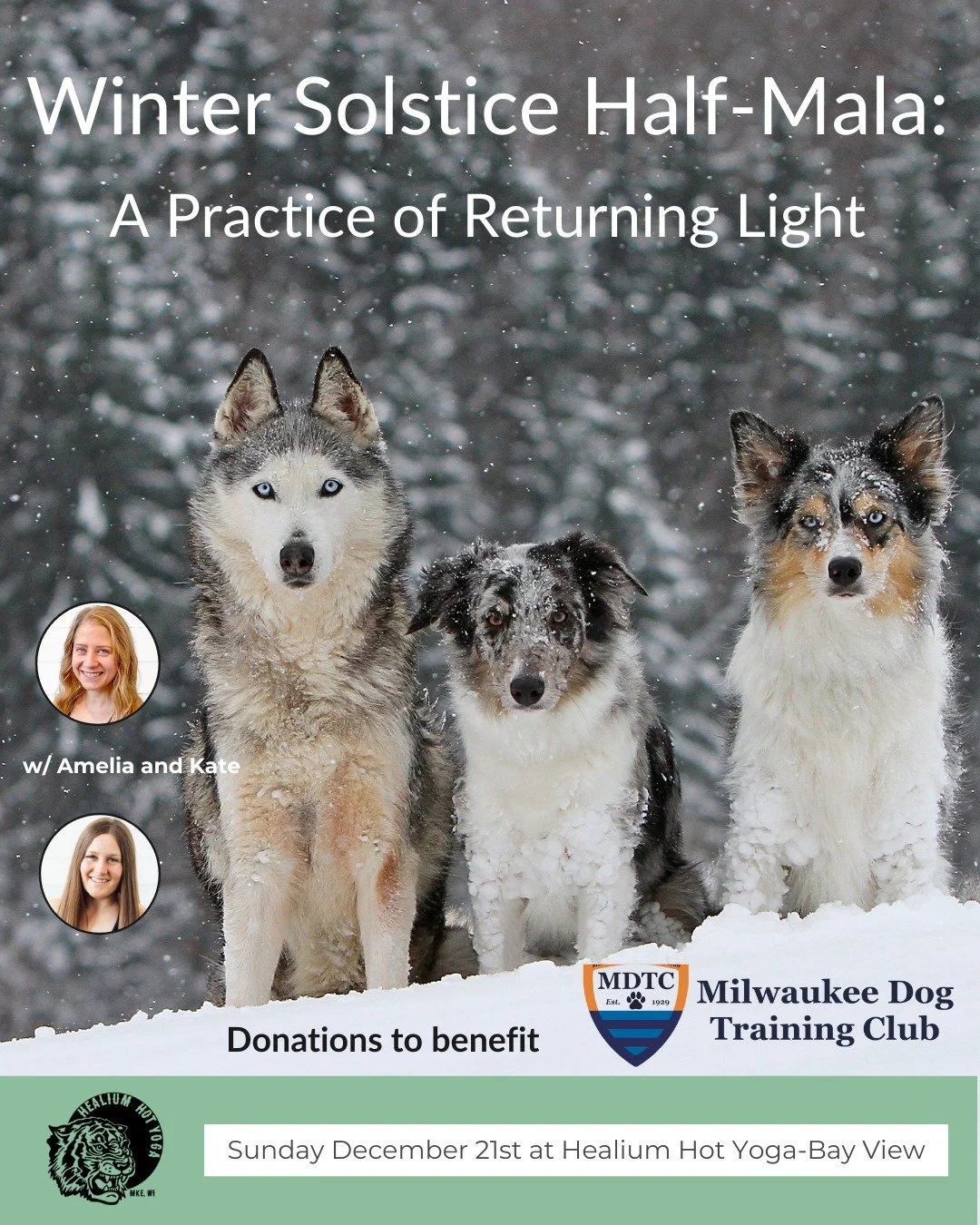 Winter Solstice Half-Mala: A Practice of Returning Light

Join Amelia and Kate on Sunday December 21st from 1:30-2:45pm at Healium Hot Yoga-Bay View for a Winter Solstice Half-Mala: A Practice of Returning Light. This gently heated, deeply centering 