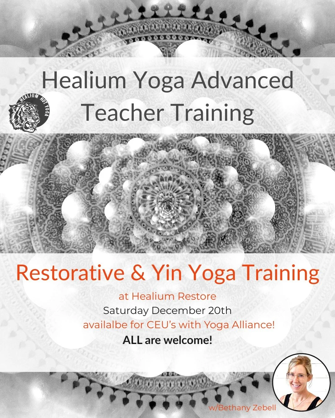 Restorative &amp; Yin Yoga Training

Join Bethany Zebell, eRYT 500, this Saturday December 20th from 8:00am-4:00pm at Healium Restore for Restorative and Yin Yoga Training. 

This day-long module will deeply explore Restorative and Yin yoga poses whi