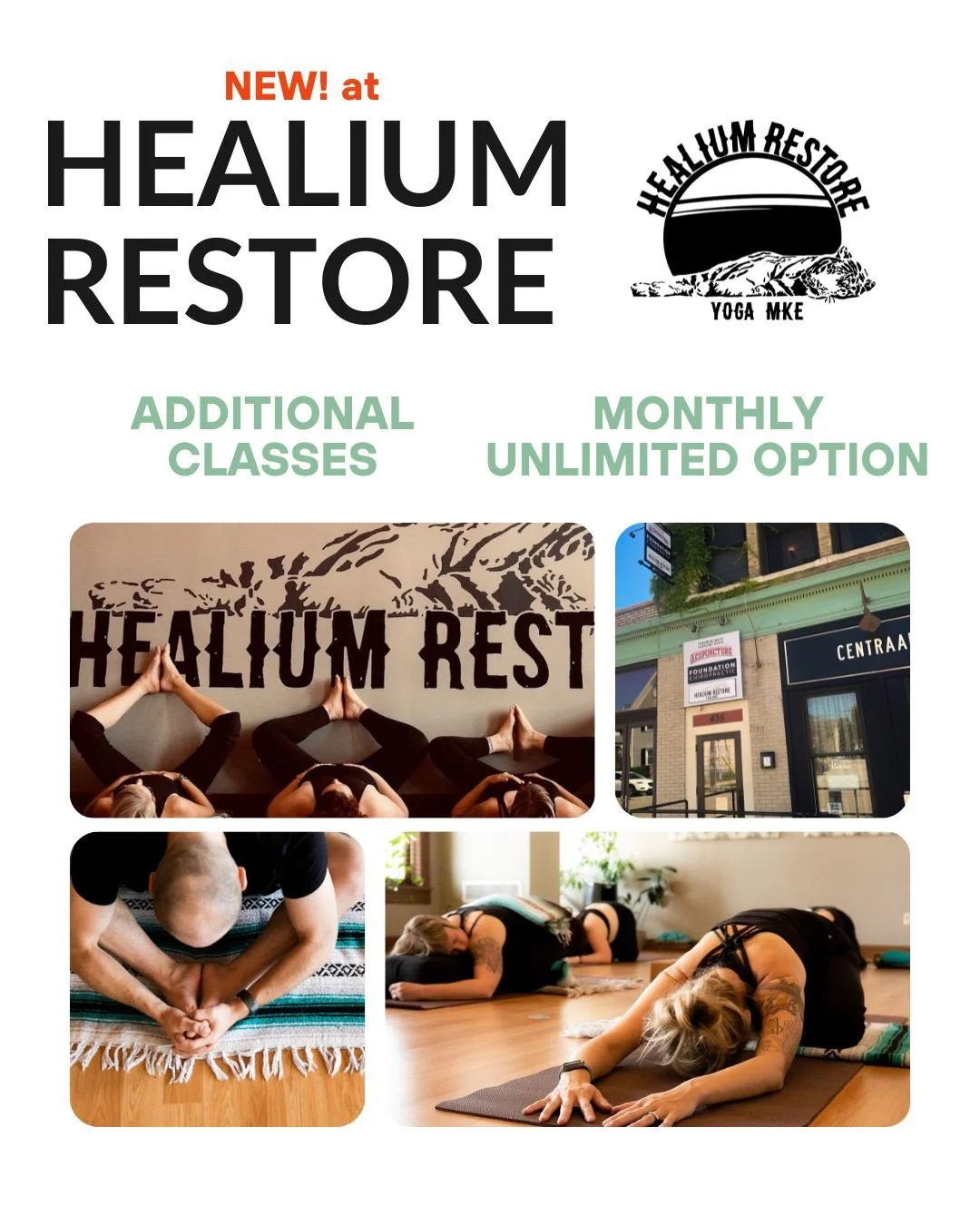 NEW Membership option!!!

Join us at Healium Restore - with new ways to sustain your practice! Our new monthly unlimited membership is $75/ month and includes 14 regularly scheduled weekly classes + 2 monthly offerings. Check out our new morning clas