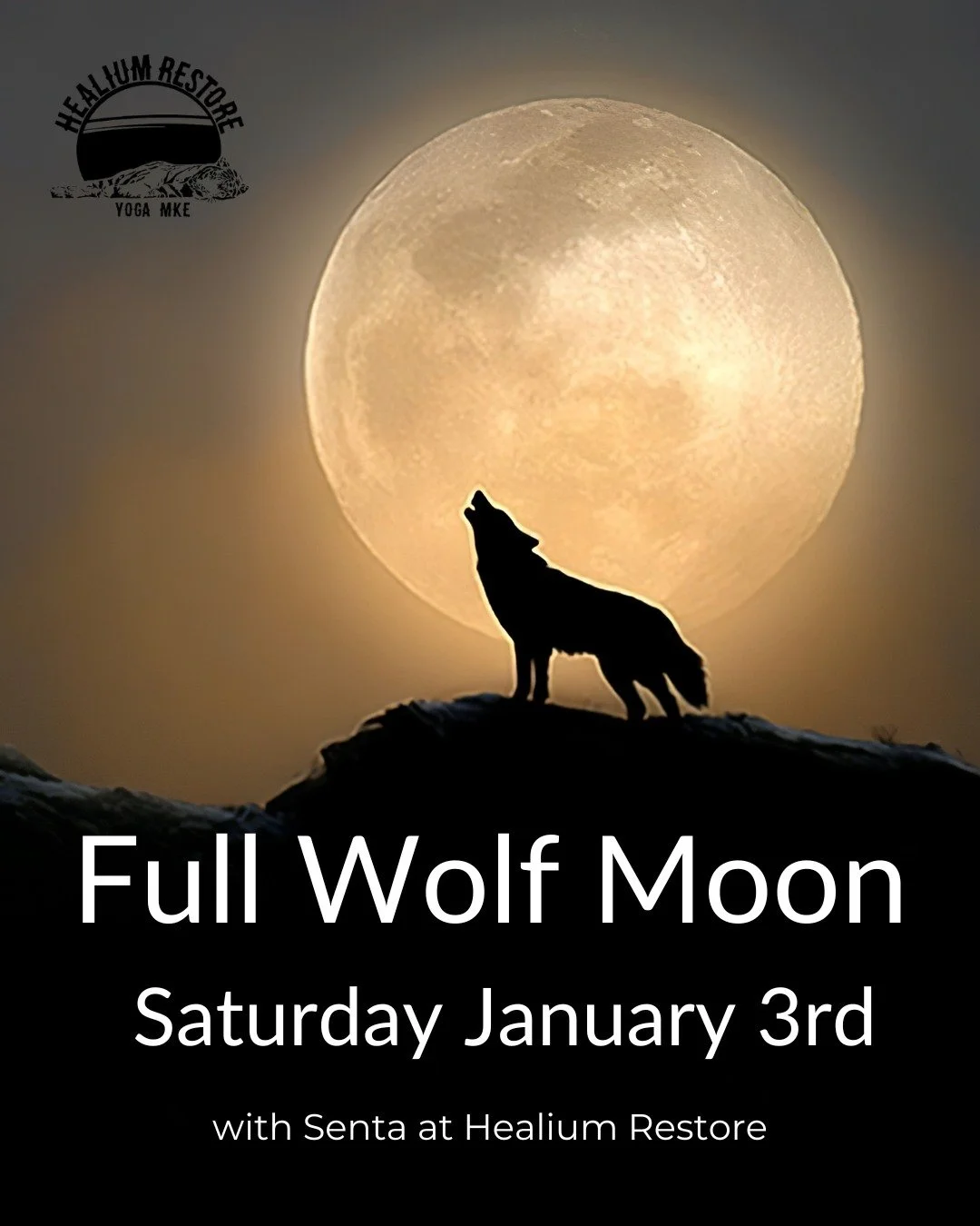 Full Wolf Moon Workshop

Join Senta for a lunar celebration of the full Wolf Moon on Saturday January 3rd at Healium Restore from 6:00-7:45pm. This event will focus on a shift from year-end busyness into the slower rhythm of a new year with clarity a
