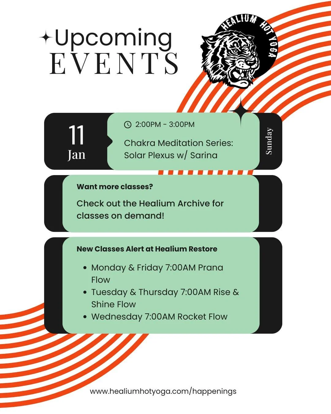 Check out what's happening this week in the Healium Universe. Join Sarina for a Chakra Meditation, check out a class on the Healium archive, or stop in to Healium Restore to try out one of the additions to the schedule or the new Rocket Flow! 

 #hea