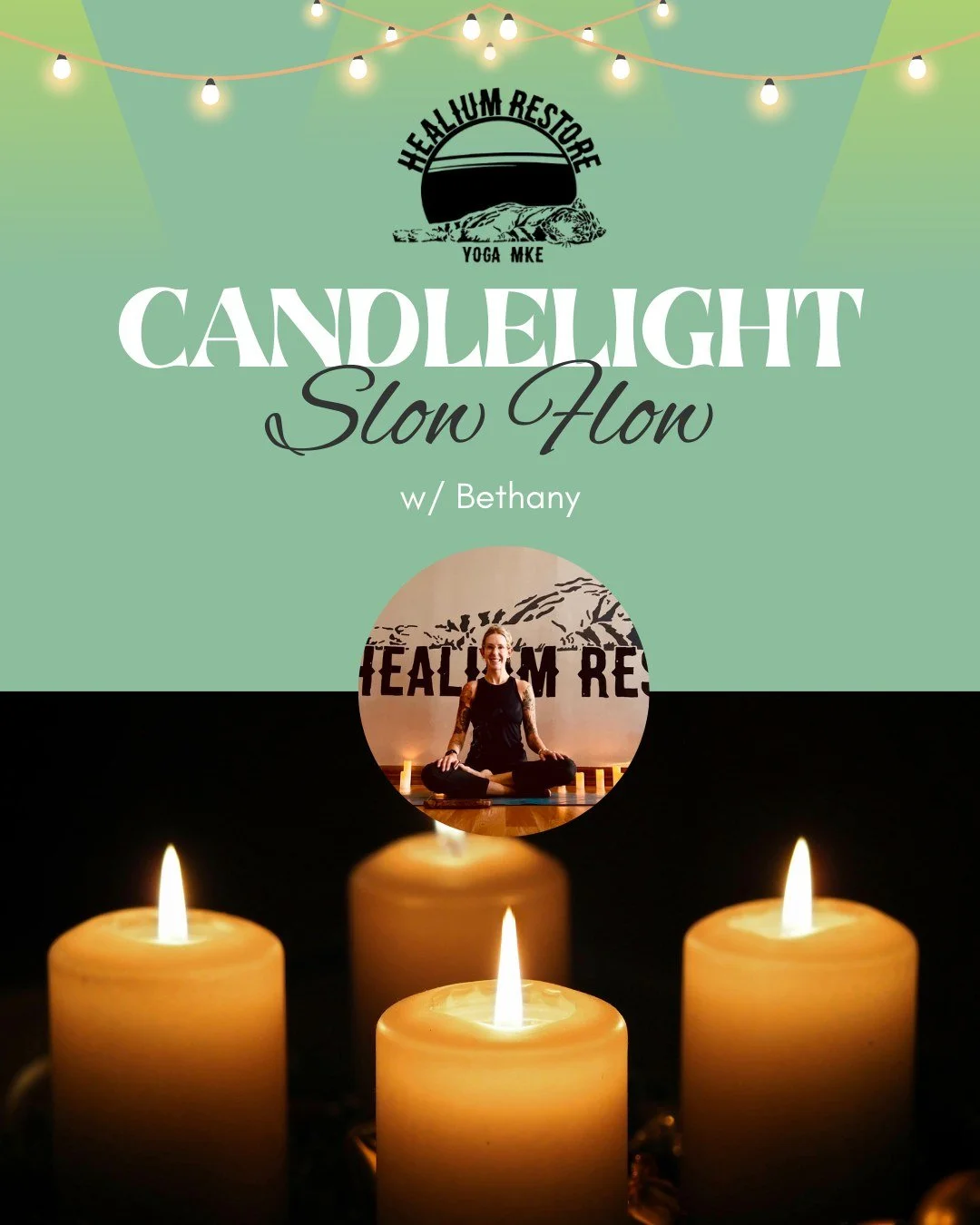 Slow down. Breathe deeper. ✨

Join Bethany on Friday, January 16 | 6&ndash;7:15pm for a slower-paced flow designed to reconnect you to your body and breath. This mindful class is gently lit by candlelight, creating a calm, soothing space to unwind.

