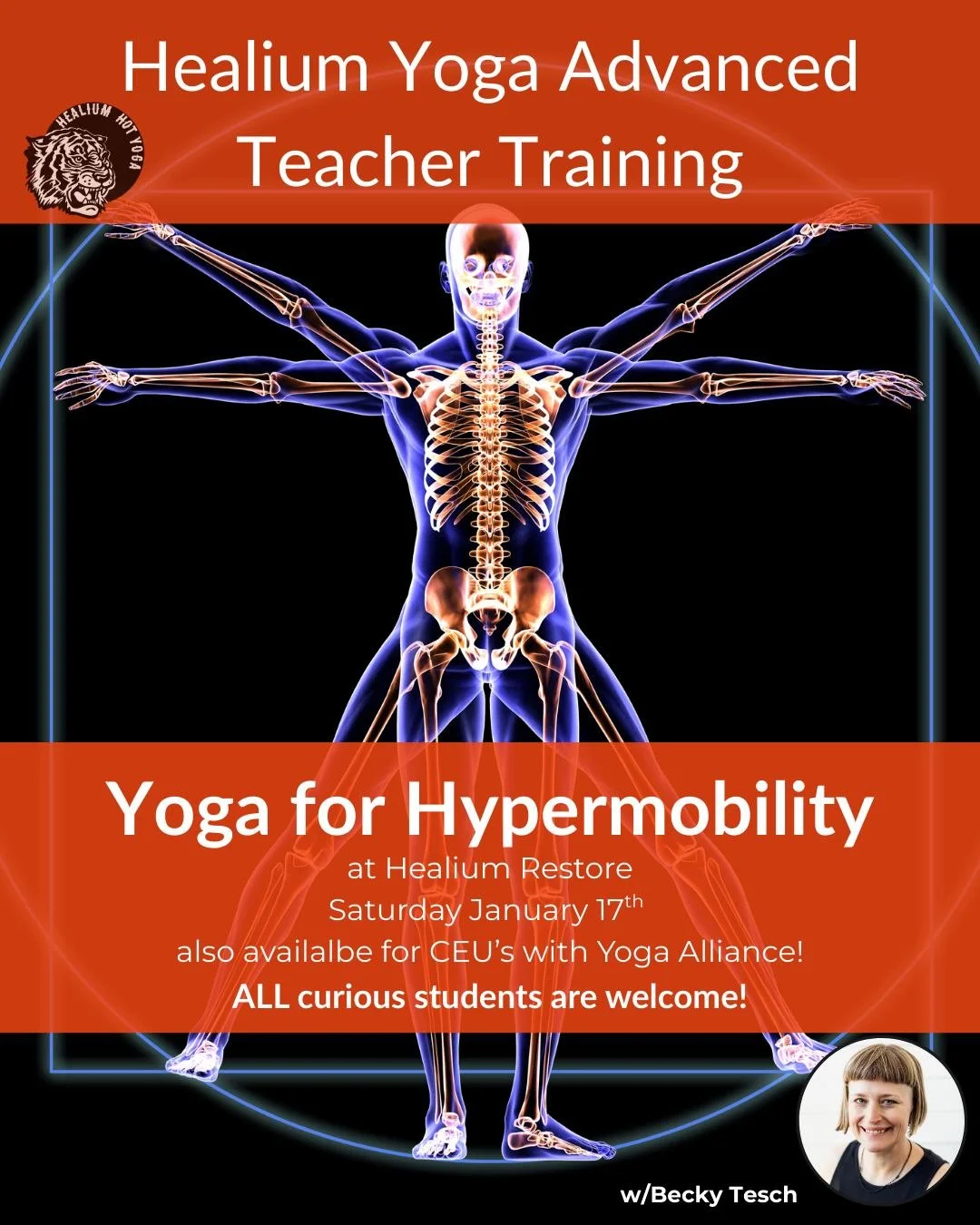 Yoga for Hypermobility
at Healium Restore happening this Saturday!
Open to yoga teachers, bendy students and all interested folks! 

Join Becky Tesch, eRYT 500, on Saturday January 17th from 1:00-5:00pm at Healium Restore for Yoga for Hypermobility. 