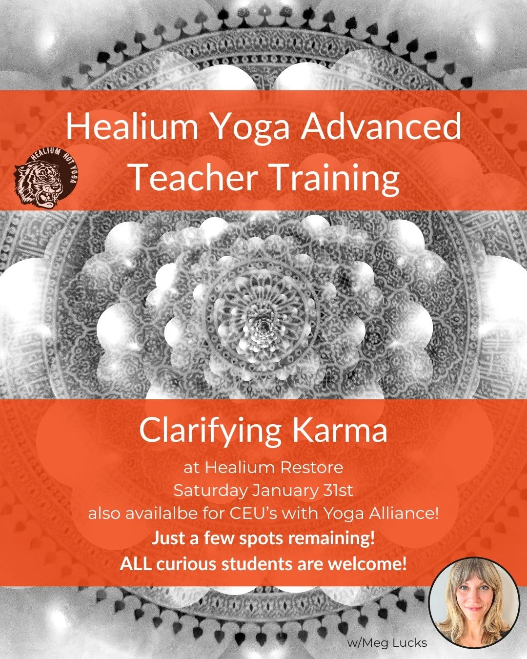 Clarifying Karma
This Saturday at Healium Restore

Join Meg Lucks, eRYT 500, on Saturday January 31st from 1:00-5:00pm at Healium Restore for Clarifying Karma. This course connects students to the Vedic tradition&rsquo;s doctrine of karma by pairing 
