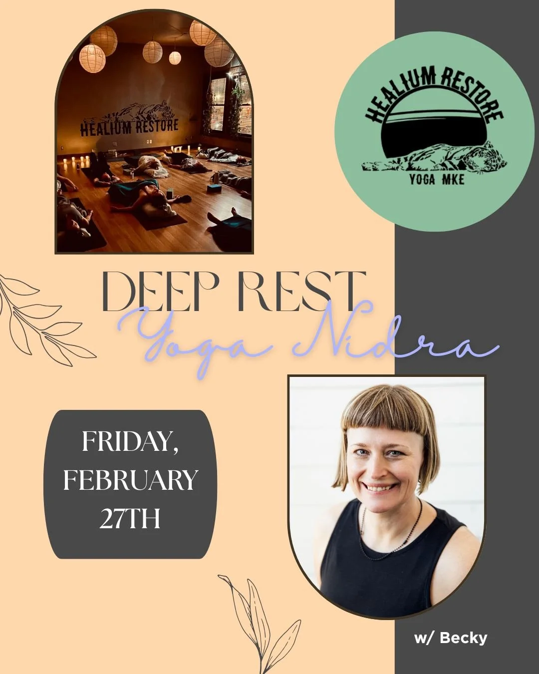 ✨ Deep Rest Yoga Nidra: Growing Joy ✨
Join Becky on Friday, February 27th | 6:00&ndash;7:00pm at Healium Restore, 435 E. Lincoln Ave.

Explore what joy means to you and set intentions to invite more of it into your life. Then, settle in for a guided 