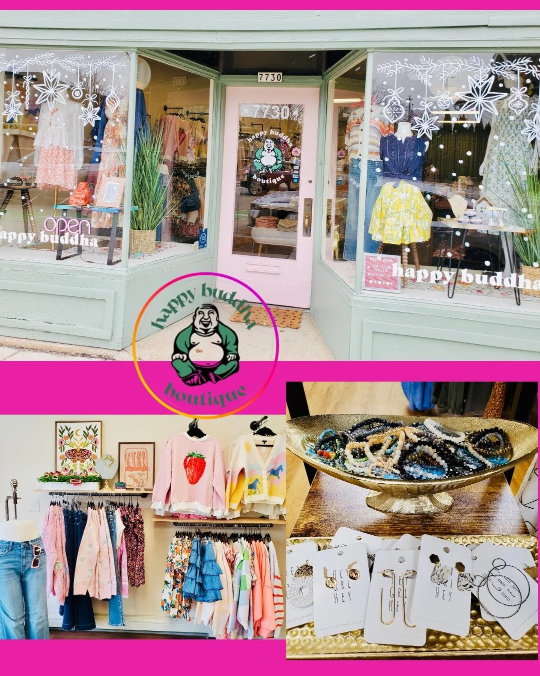 Happy Buddha Boutique

This week we are happy to feature Happy Buddha, a boutique shop that recently opened at 7730 West National Avenue in West Allis.  Happy Buddha offers affordable women's clothing, jewelry, and accessories that are updated freque