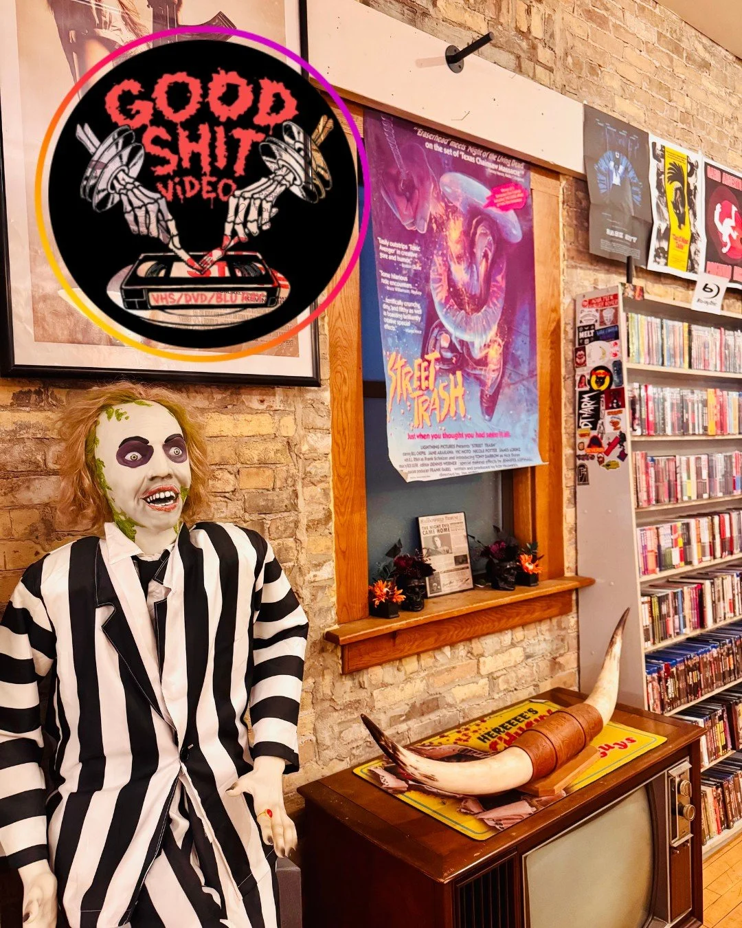 Good S**t Video

This week Healium is thrilled to feature Good Shit Video! Located in Walkers Point at 908 S 5th Street, owner Mick Cleary opened GSV six months ago. The huge collection of 
VHS, DVD and Blu-Rays has everything from blockbusters to ra