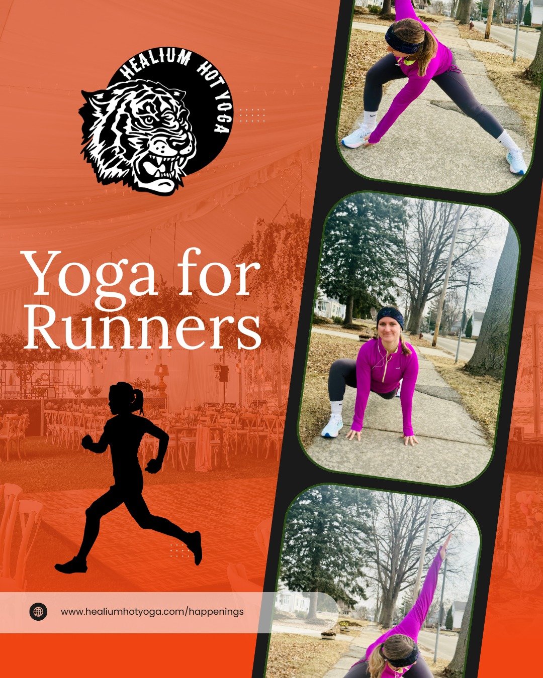 🏃&zwj;♀️ Yoga for Runners with Sarina 🧘&zwj;♂️

Getting ready for a big spring run? Join Sarina for a 90-minute class designed specifically for runners at Healium Hot Yoga &mdash; Bay View.

You&rsquo;ll start with a short look at the anatomy of ru