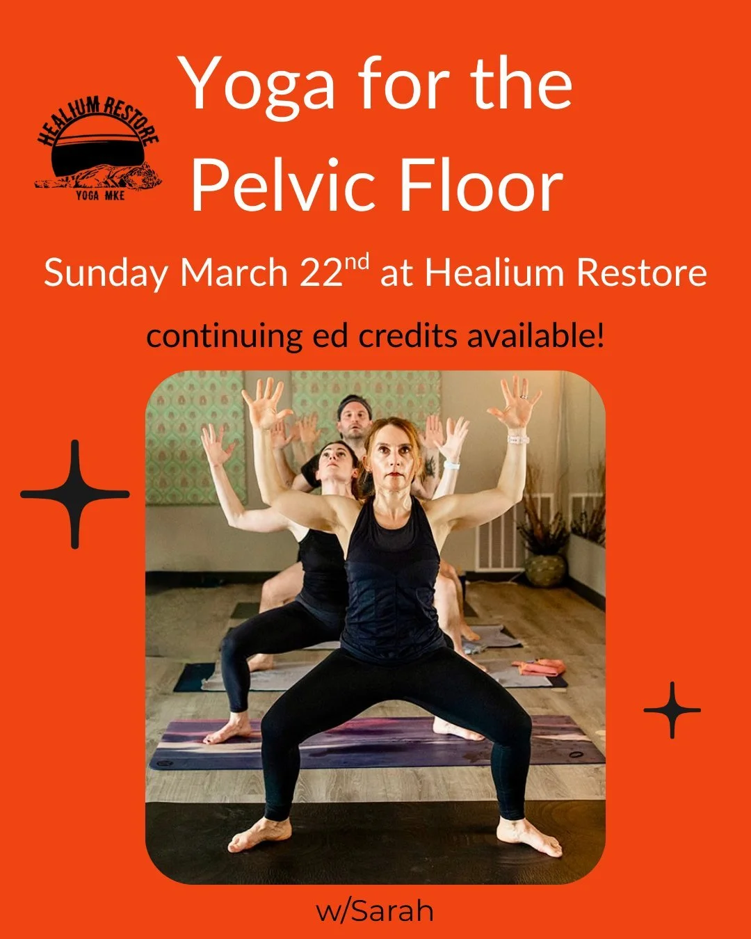 Yoga for the Pelvic Floor
earn CEUs!

Join Sarah Filzen, eRYT 500, for a day-long workshop about yoga and the pelvic floor happening at Healium Restore on Sunday March 22nd from 10am-4pm. We will focus on the anatomy of the pelvic floor and how to pr