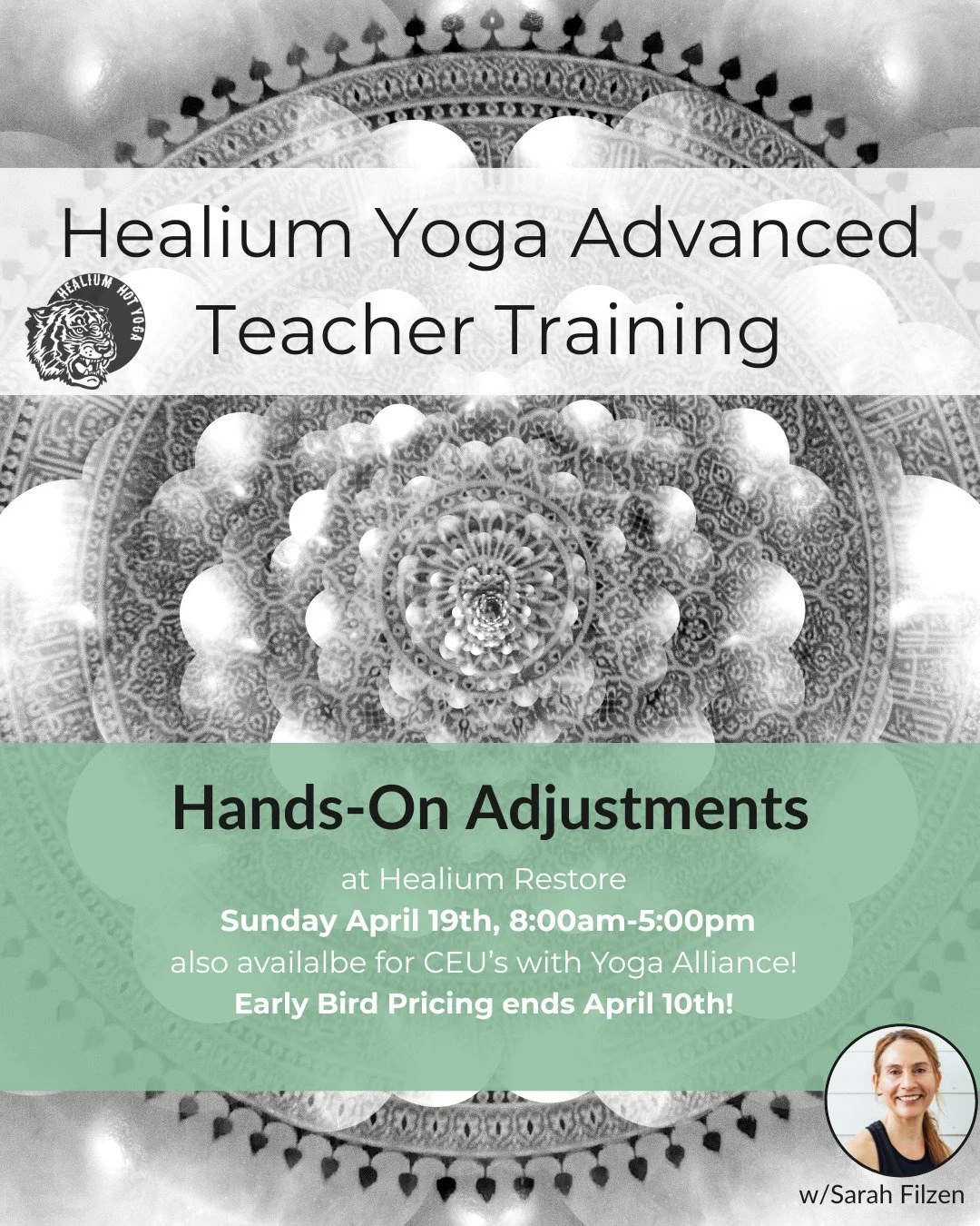 Hands-On Adjustments
Early bird pricing ends April 10th

Join Sarah Filzen, eRYT 500, at Healium Restore on Sunday April 19th from 9:30am-5:00pm for a Hands-On Adjustments workshop. This event is a Healium 300 hour Yoga Teacher Training Module; it is