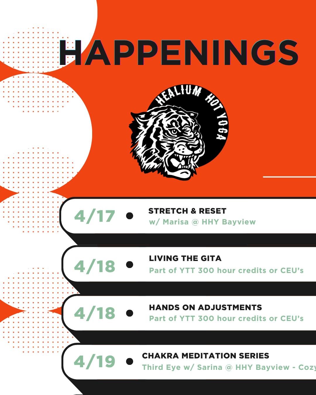 Here is what's happening in the Healium universe this week! From stretching &amp; resetting to a chakra meditation and multiple learning opportunities if diving deeper is your thing. 

More info: www.healiumhotyoga.com

 #healiumeverywhere #healiumtr
