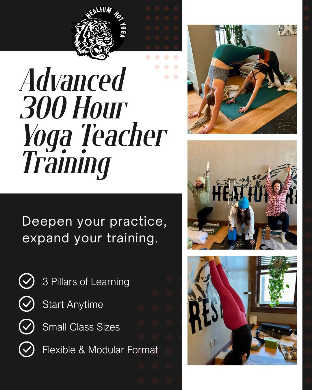 Deepen your practice. expand your teaching. ✨

Ready to take your yoga journey to the next level? Healium Hot Yoga&rsquo;s 300 Hour Advanced Teacher Training is a transformative, in-depth program designed for passionate teachers and dedicated practit