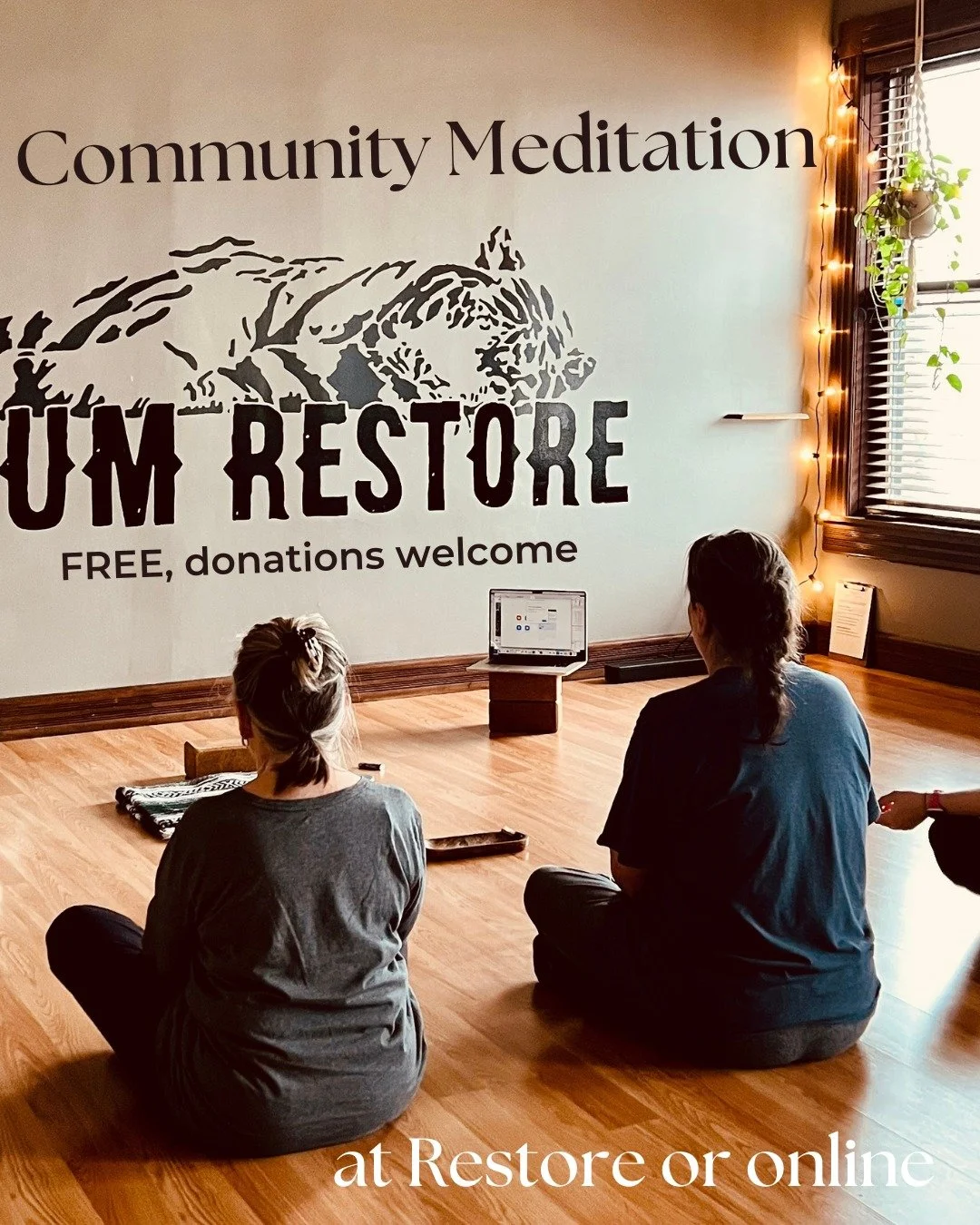 Community Meditation (FREE!)
This Sunday at Restore or Online!

Join Bethany on Sunday April 26th, 9:00-10:00am at Healium Restore or from the comfort of your own home for a monthly Community Meditation offering. Whether you are starting, sustaining,