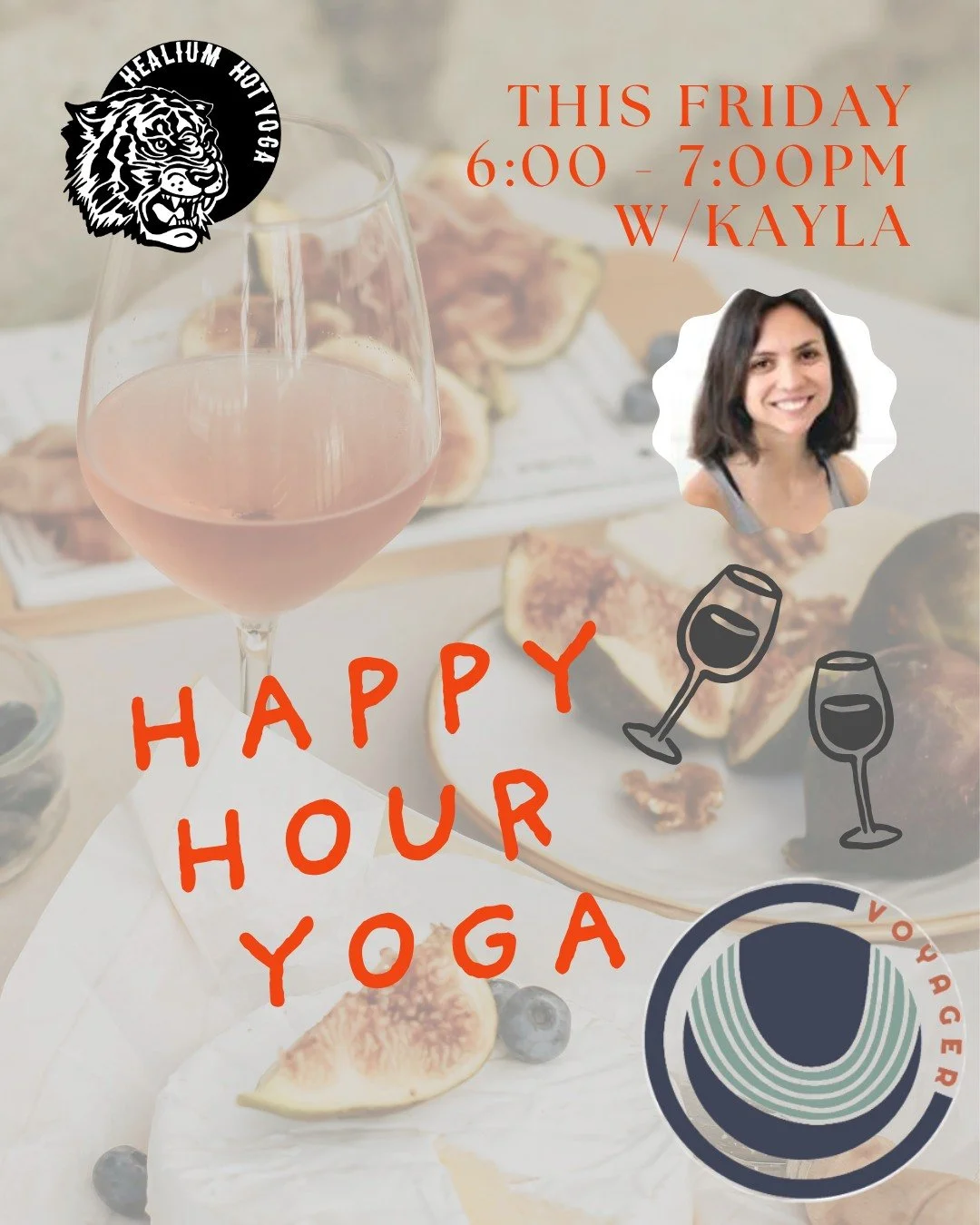 🍷✨ Happy Hour Yoga w/ Kayla &mdash; THIS FRIDAY ✨🍷

The best way to end your week.

Join Kayla for a fun, feel-good flow at Healium Restore, then head across the street to Voyager for a well-earned glass of wine with fellow yogis 🧘&zwj;♀️🍷

Move 