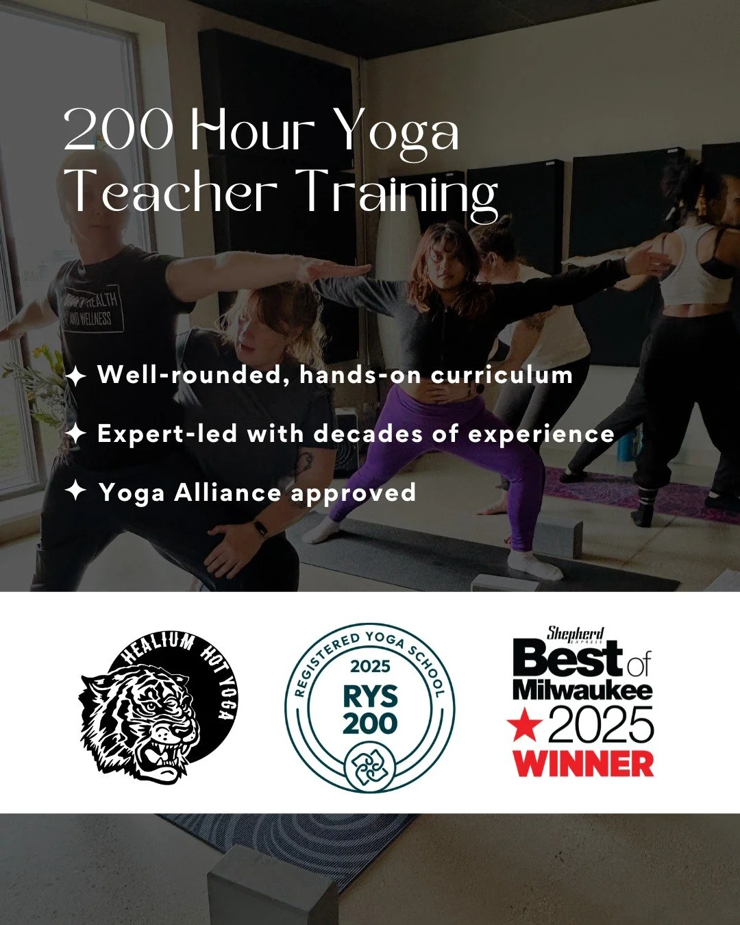 ✨ 200-Hour Yoga Teacher Training ✨

Ready to begin your journey?

Healium&rsquo;s 200-hour YTT is a hands-on, in-depth program designed to help you deepen your practice and grow with confidence&mdash;whether you want to teach or simply expand your un