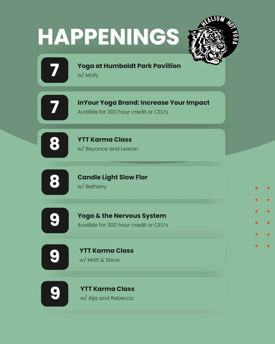 See what's happening in the Healium world this week! 

Come support the new YTT's at various Karma Class offerings.

 #healiumtrain #healiumytt #ytt-fund #healiumeverywhere #bayview #milwaukee