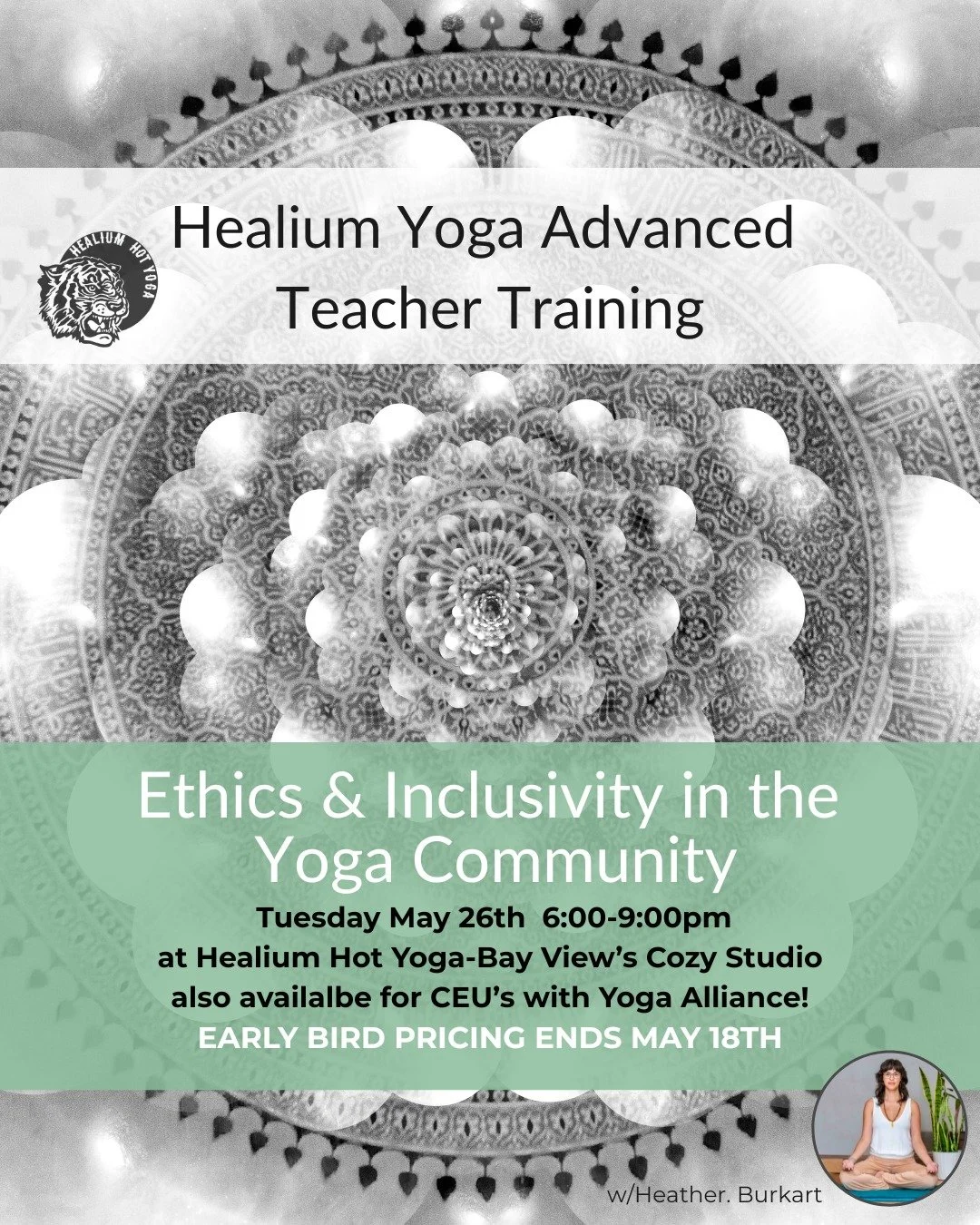 Ethics &amp; Inclusivity in the Yoga Community
Early bird pricing ends today!

Join Heather Burkart, eRYT500, on Tuesday May 26th from 6:00-9:00pm at Healium Hot Yoga Bay View&rsquo;s Cozy Studio for Ethics &amp; Inclusivity in the Yoga Community.

Y