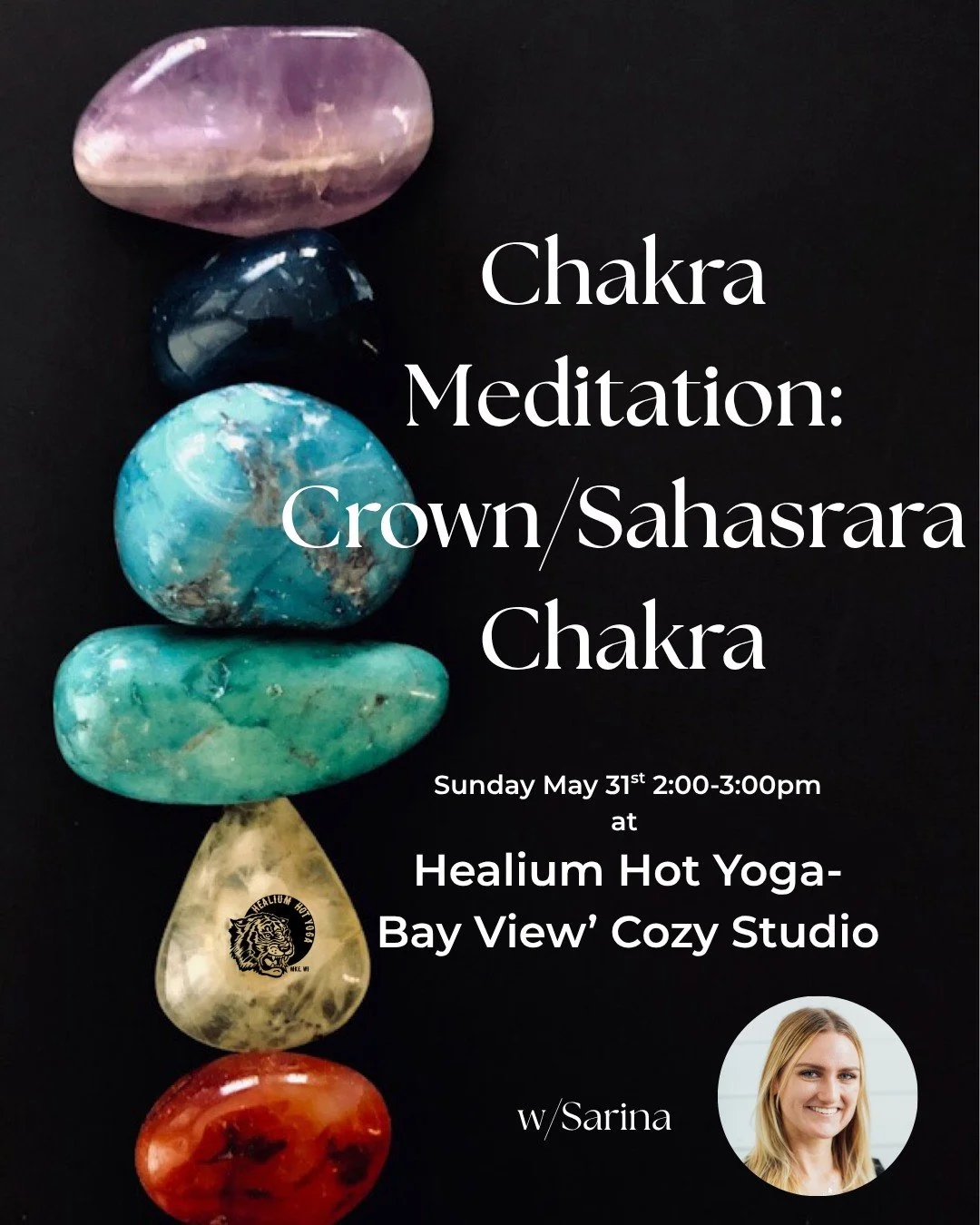 Chakra Meditation: Crown/Sahasrara
at Healium Hot Bay View

Join Sarina on Sunday May 31st from 2:00-3:00pm at Healium Hot Yoga-Bay View&rsquo;s Cozy Studio for Chakra Meditation: the Crown/Sahasrara Chakra. 

This event is part of a seven-part serie