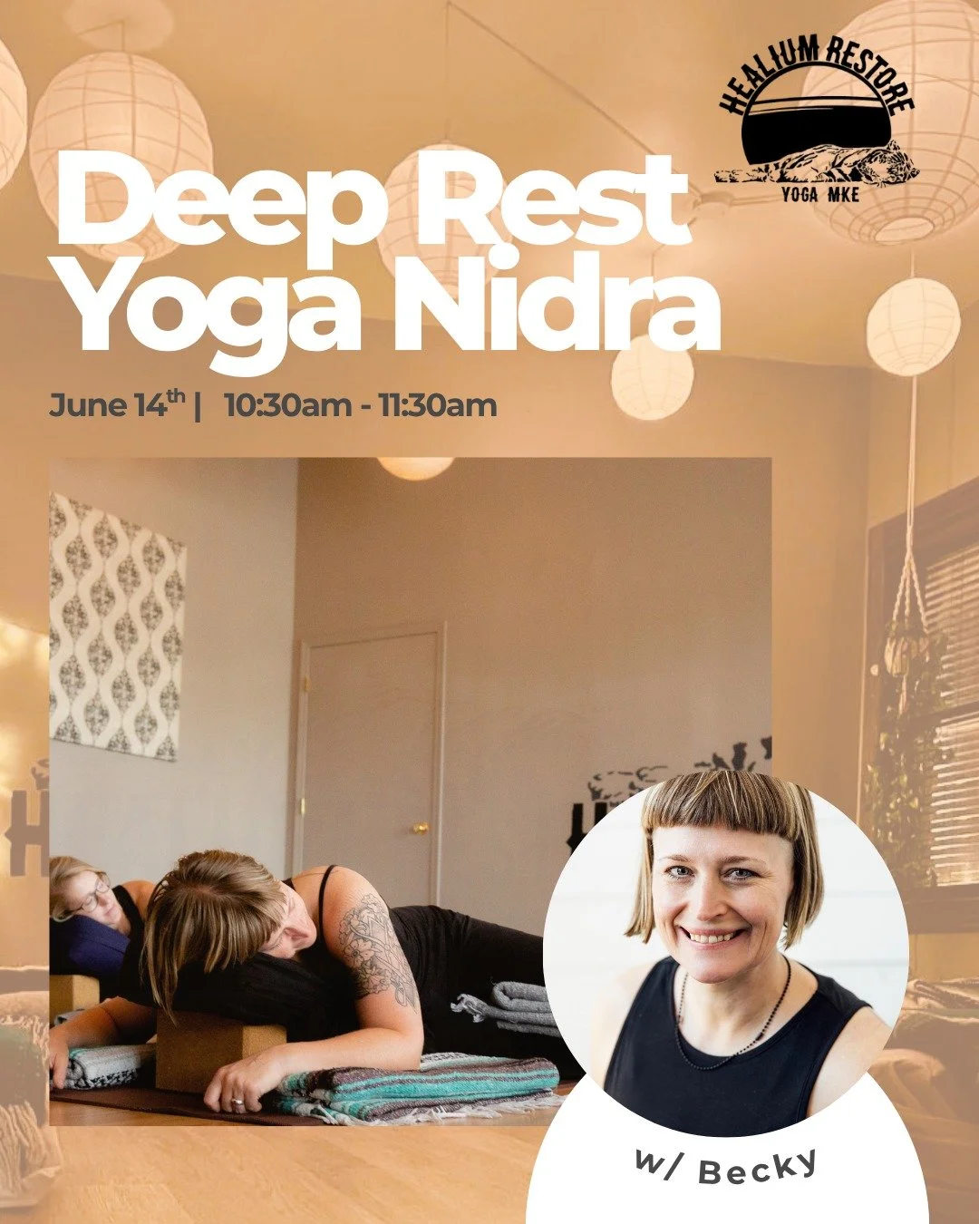✨ Rest deeply. Reset completely. ✨

Join Becky for Yoga Nidra, a guided meditation practice often called "yogic sleep," designed to bring profound relaxation to the body and mind.
No movement. No experience required. Just an invitation to r