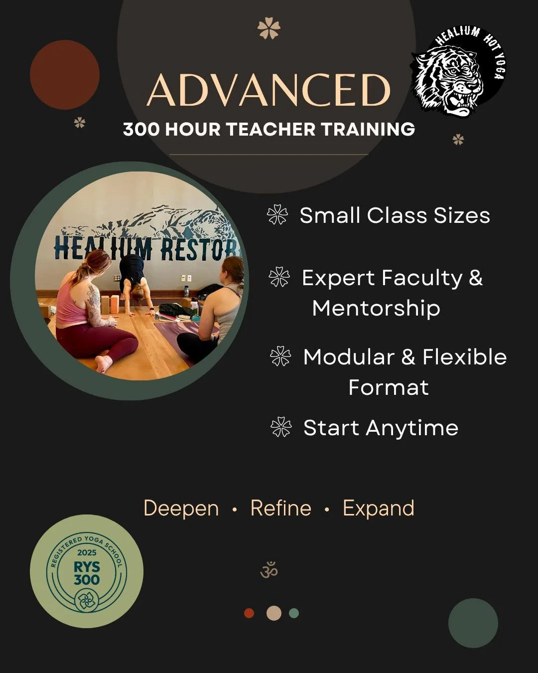 Ready to take your teaching to the next level? ✨

Healium's 300-Hour Advanced Yoga Teacher Training is designed for teachers and dedicated practitioners looking to deepen their knowledge, refine their skills, and continue evolving both on and off the