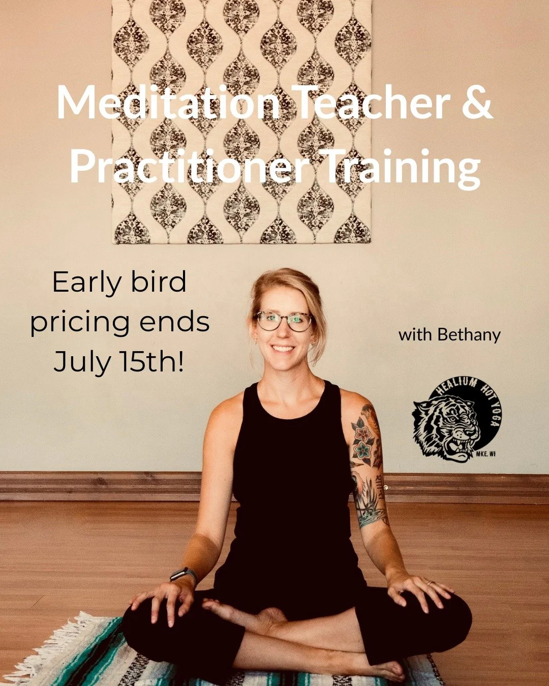 Meditation Teacher &amp; Practitioner Training
Early bird pricing ends July 15th!

Join Bethany Zebell, eRYT 500, for a five month immersive Meditation Teacher &amp; Practitioner Training. This is a hybrid offering, with in-person sessions at Healium