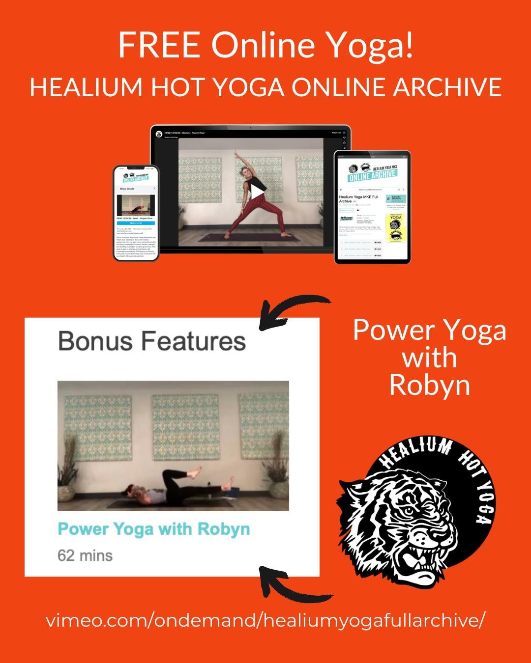 FREE Power Yoga 

Fire up your core (and more!) with Robyn this week for FREE! Join her for an hour of Power Yoga, recorded back in the summer of 2020. 

No code, no membership. Just a digital device, you and your mat (plus maybe a space heater, some